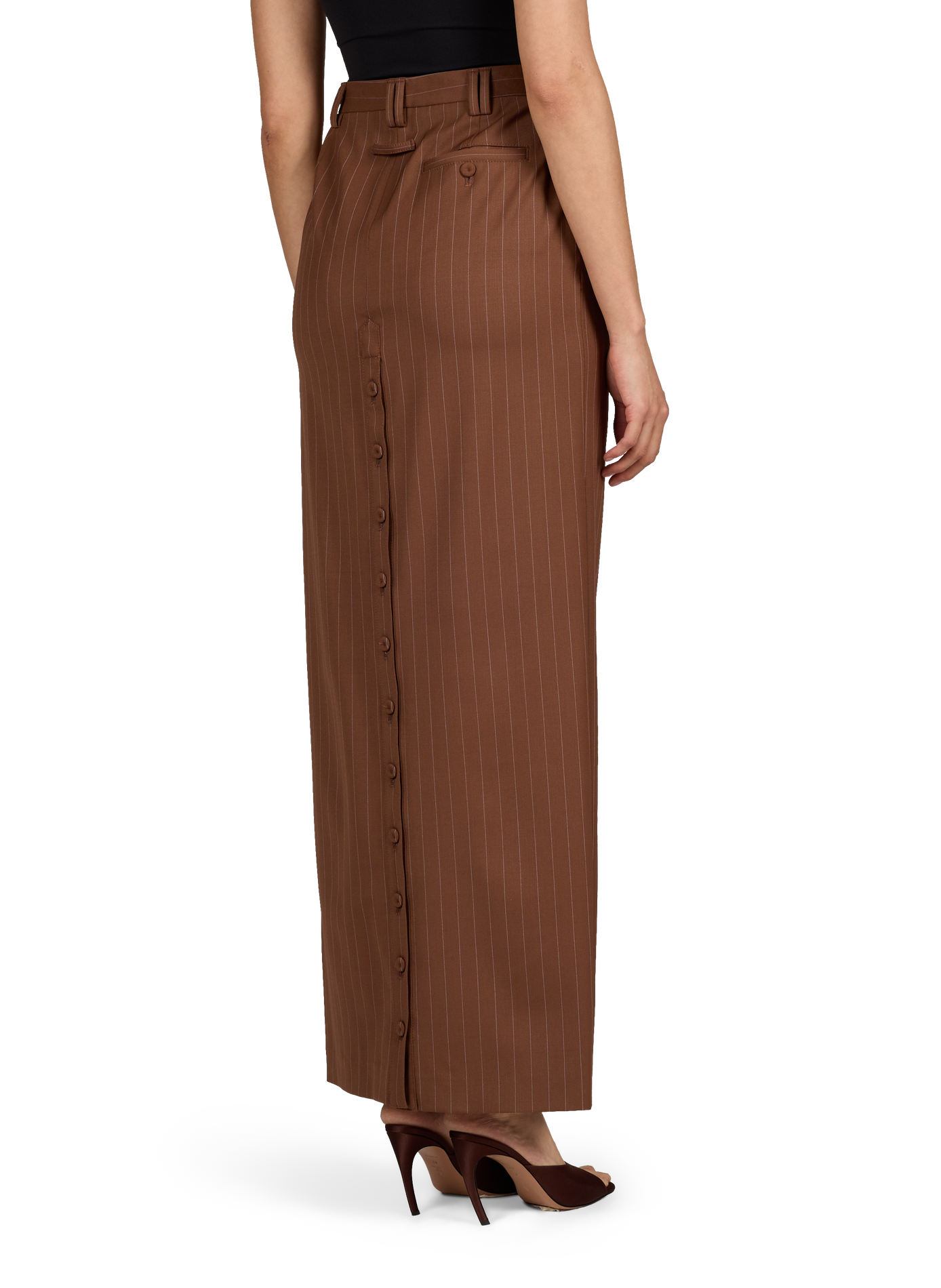 Straight skirts with virgin wool blend stripes JEAN PAUL GAULTIER Brown