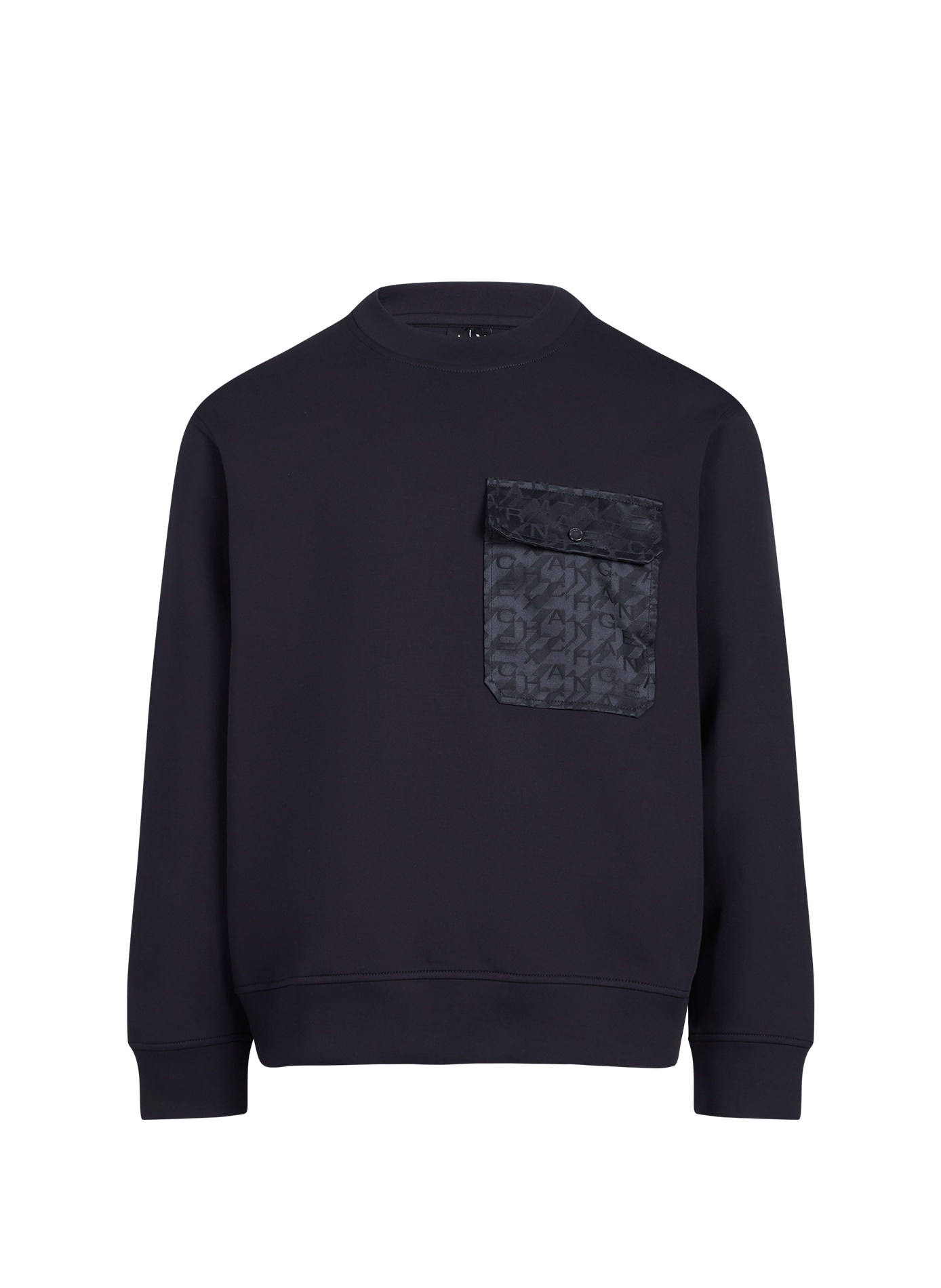 Sweatshirt with logoed pocket in blended cotton. ARMANI EXCHANGE Blue