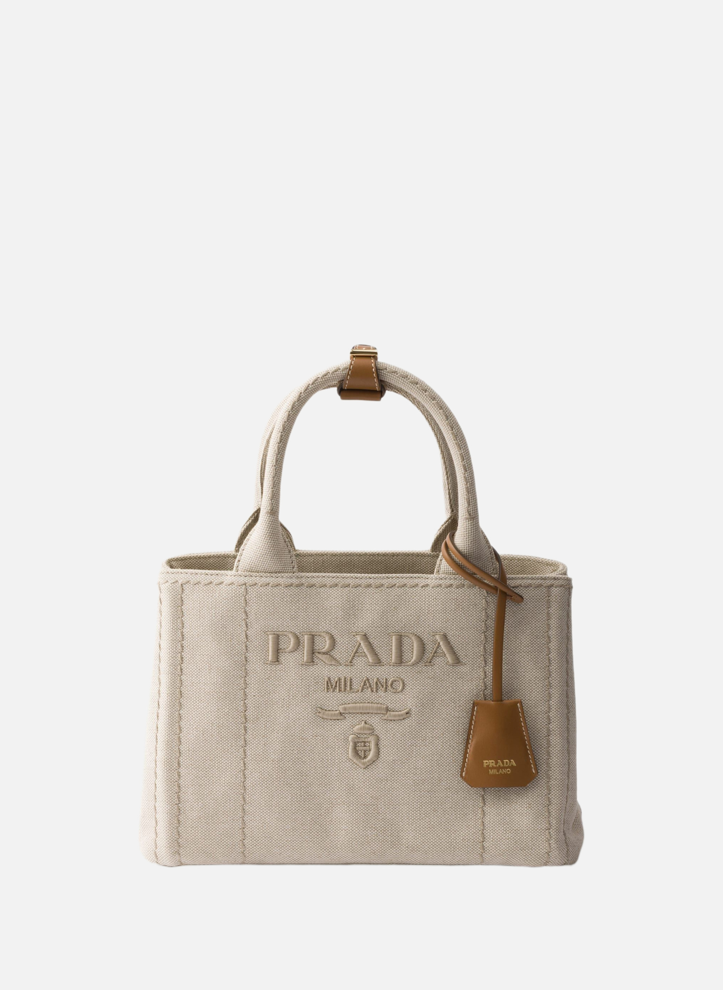 Petit sac prada jardinière en toile de coton PRADA Beige