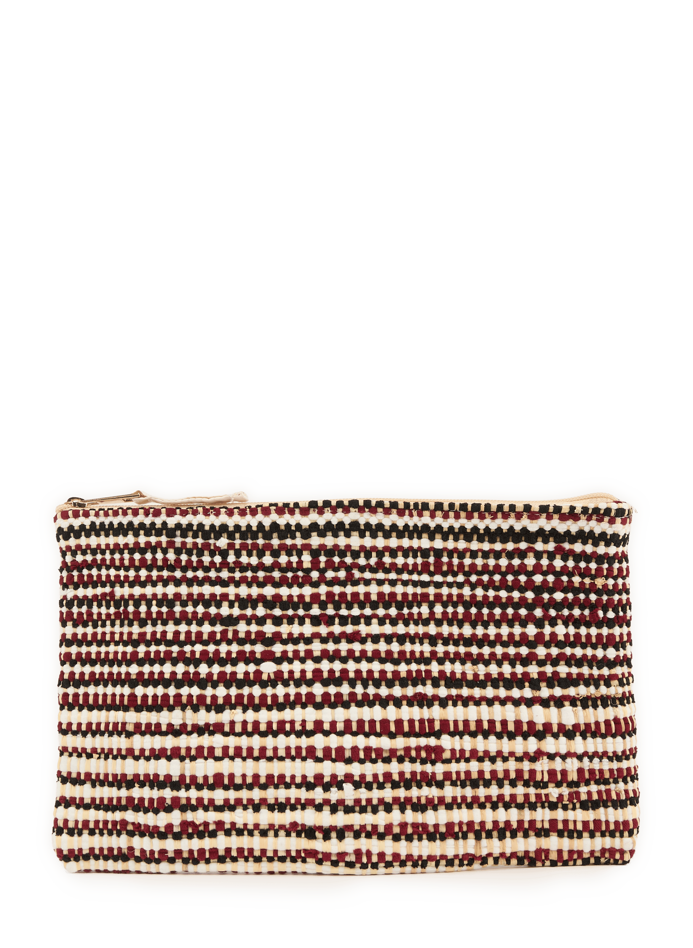 Pochette à rayures en raphia et coton mélangé  SAISON 1865 Noir