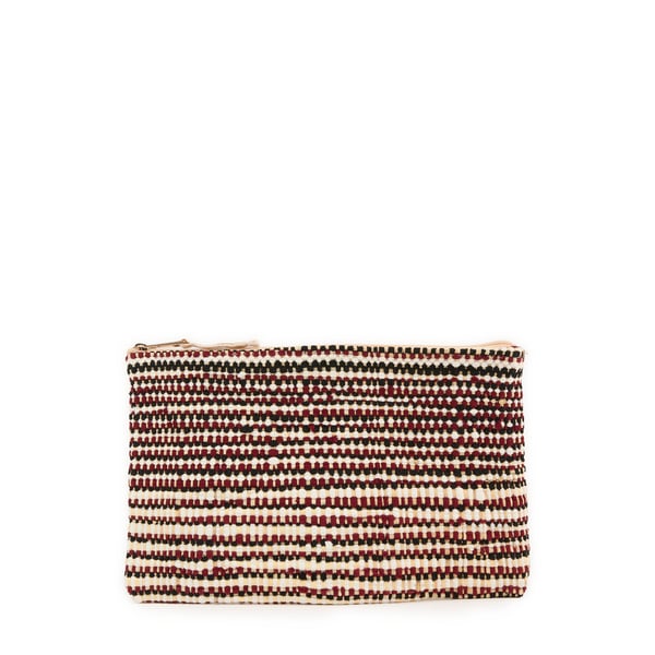 Pochette à rayures en raphia et coton mélangé Pochette à rayures en raphia et coton mélangé