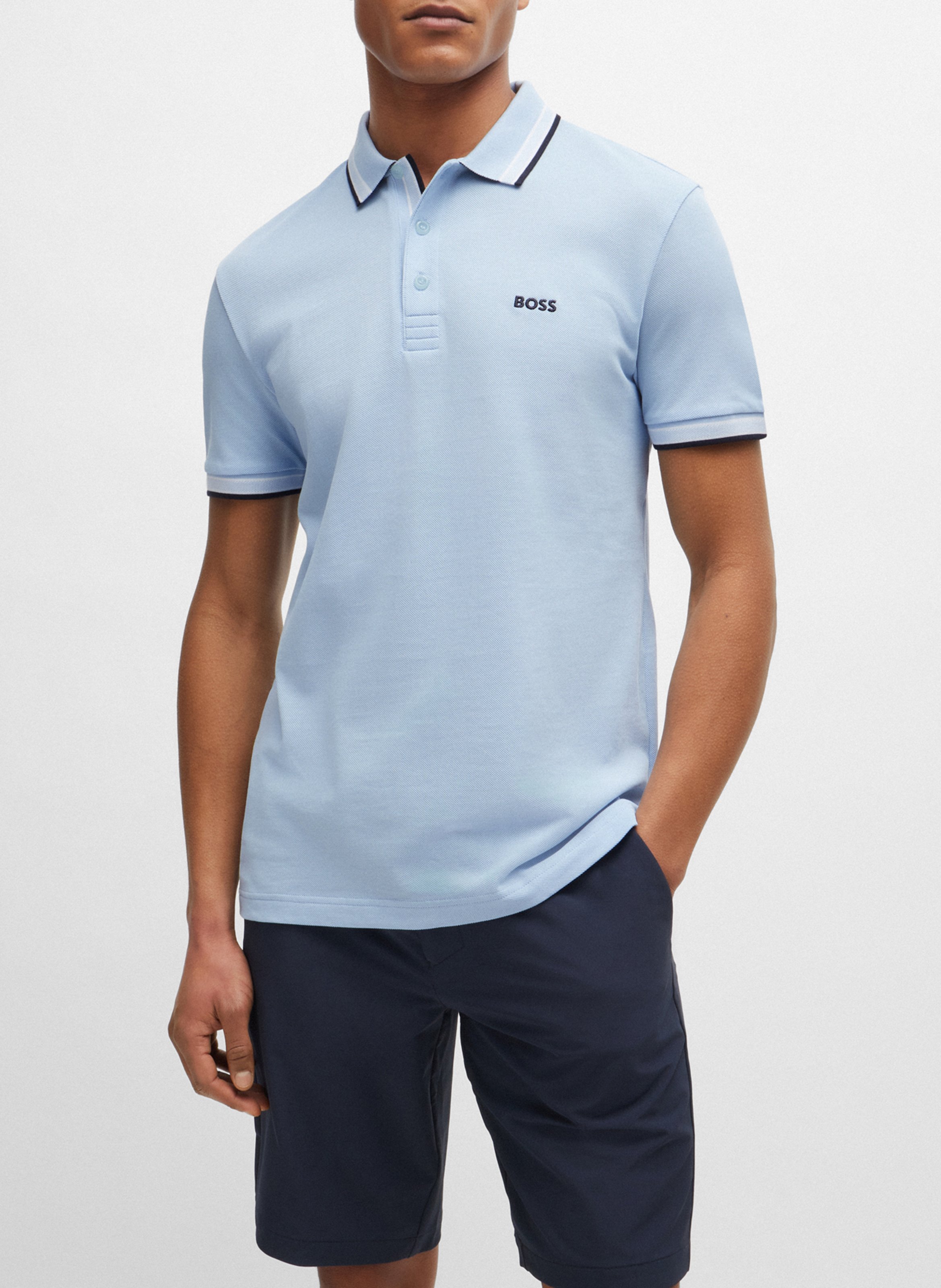 Polo regular fit en coton BOSS Bleu