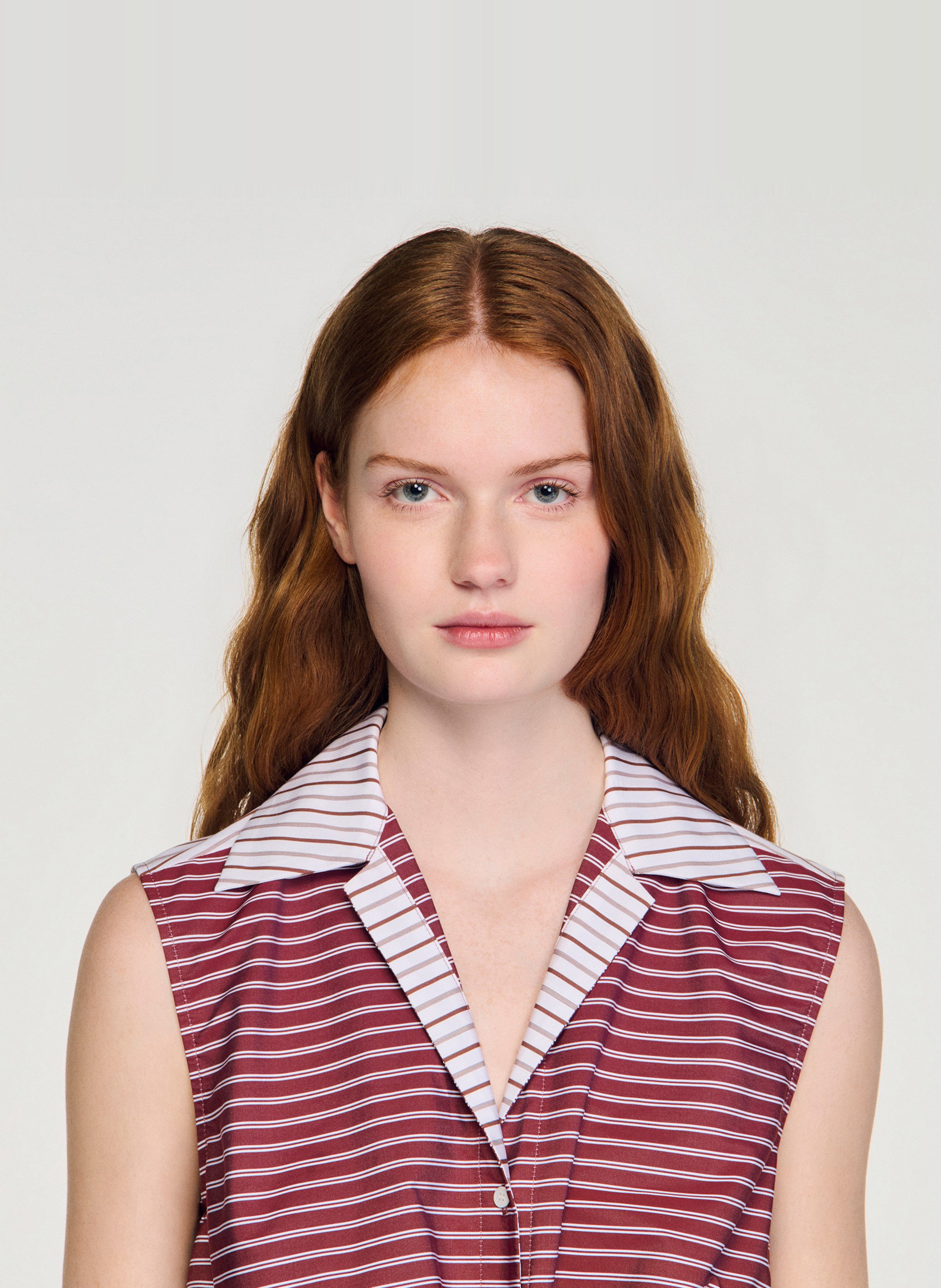 Chemise col classique en coton SANDRO Rouge