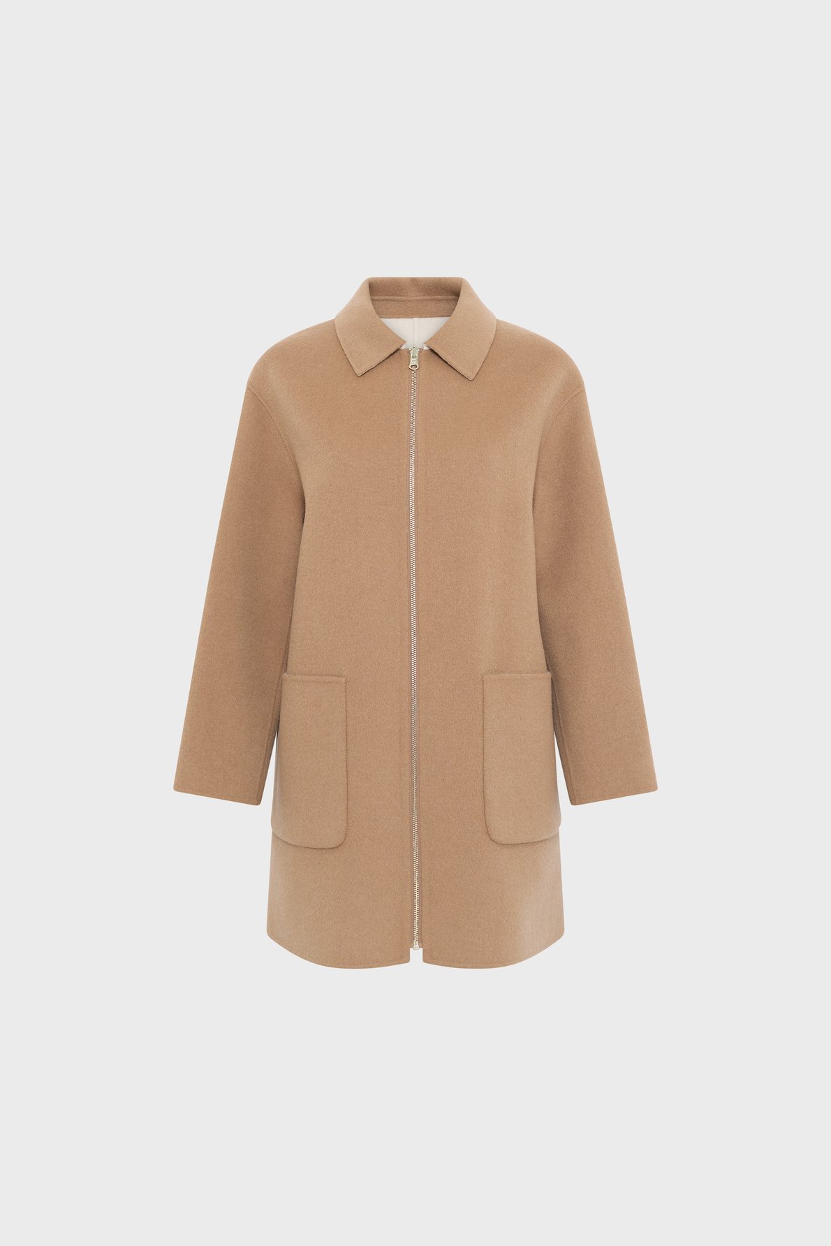 Manteau réversible en laine fine à col - prisca Beige