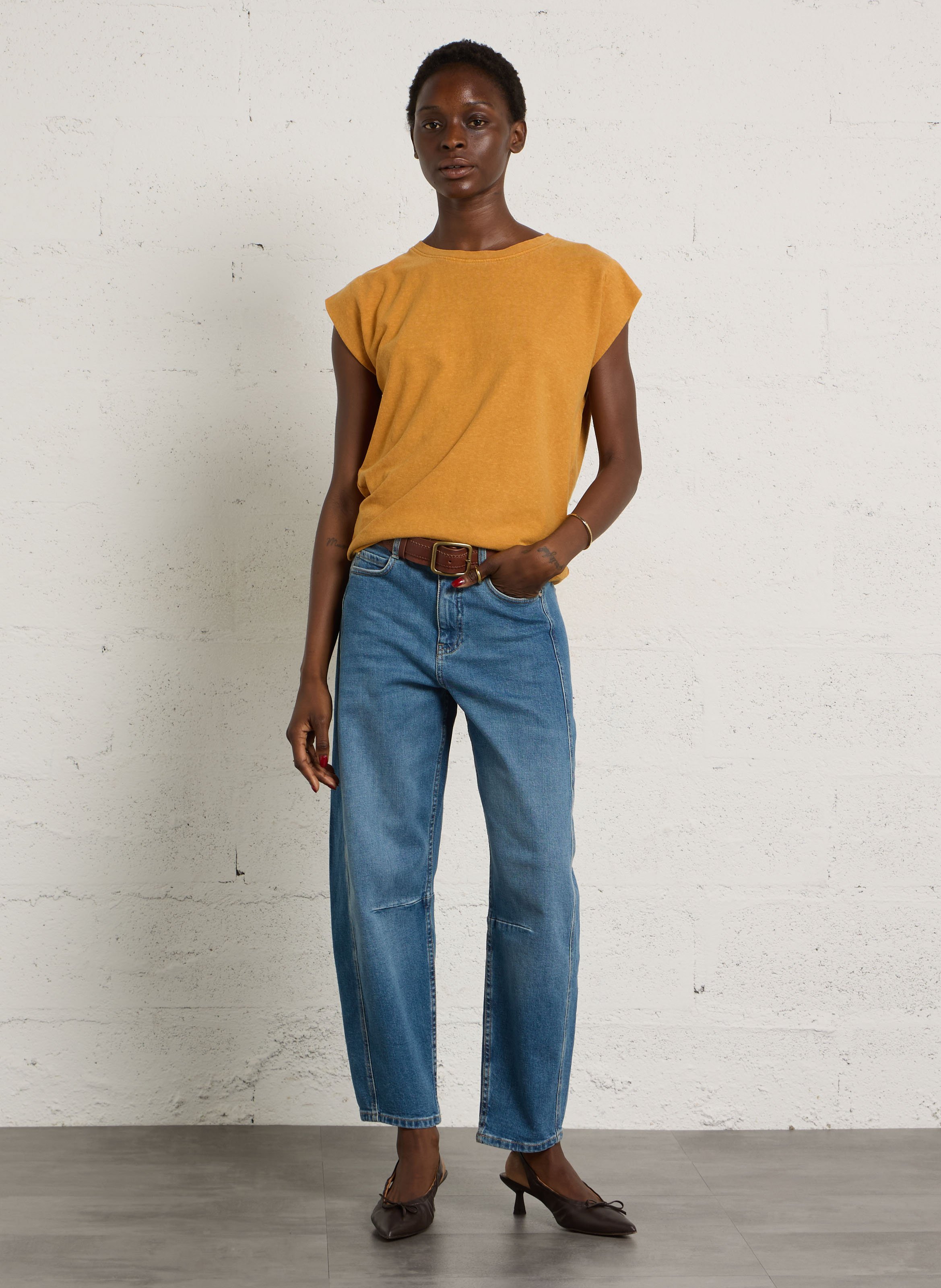 Jean ballon taille haute uni robinson MAISON 123 Bleu