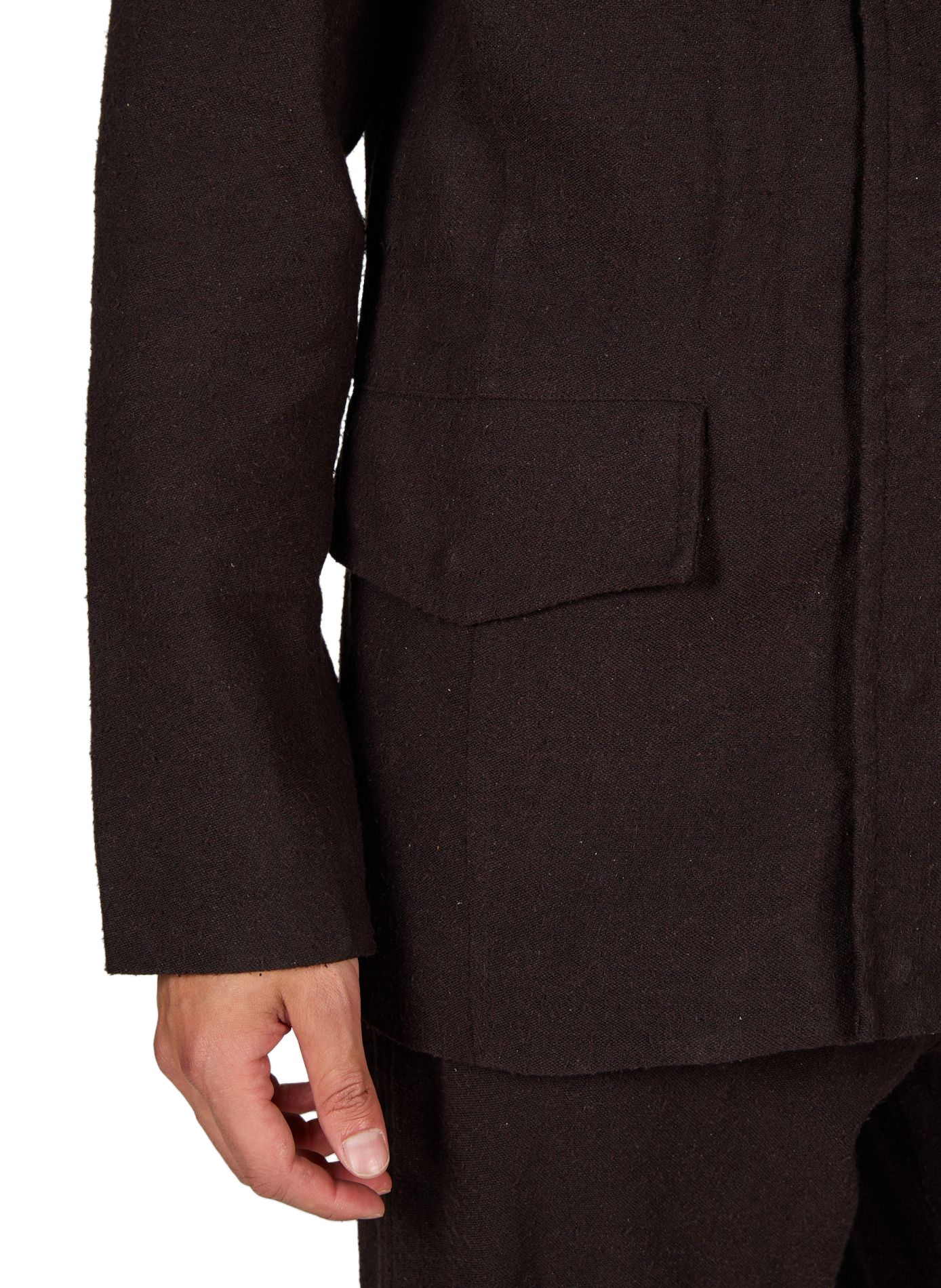 Straight zip-up jacket with high collar OMAR AFRIDI Brown
