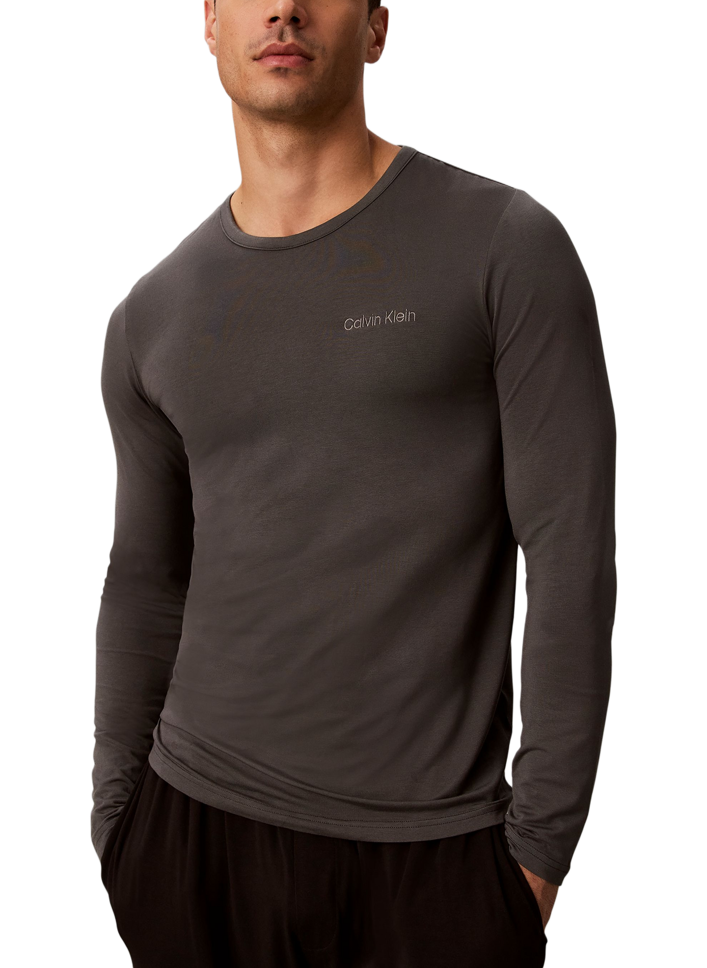 Sweat droit en coton mélangé CALVIN KLEIN Gris