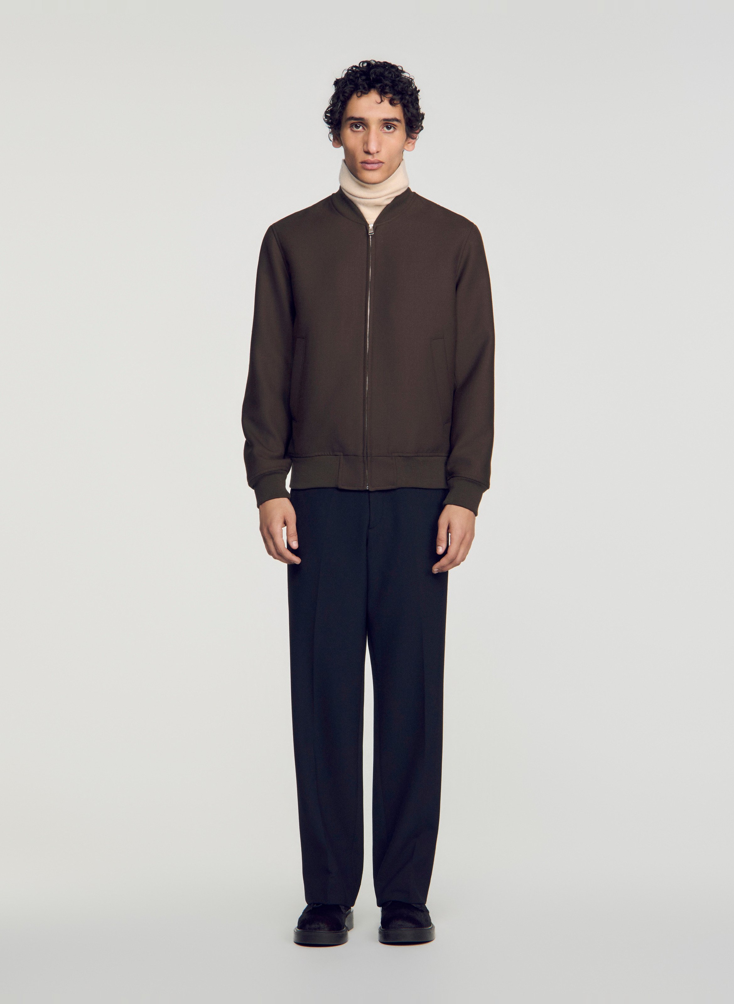 Blouson col teddy SANDRO Beige