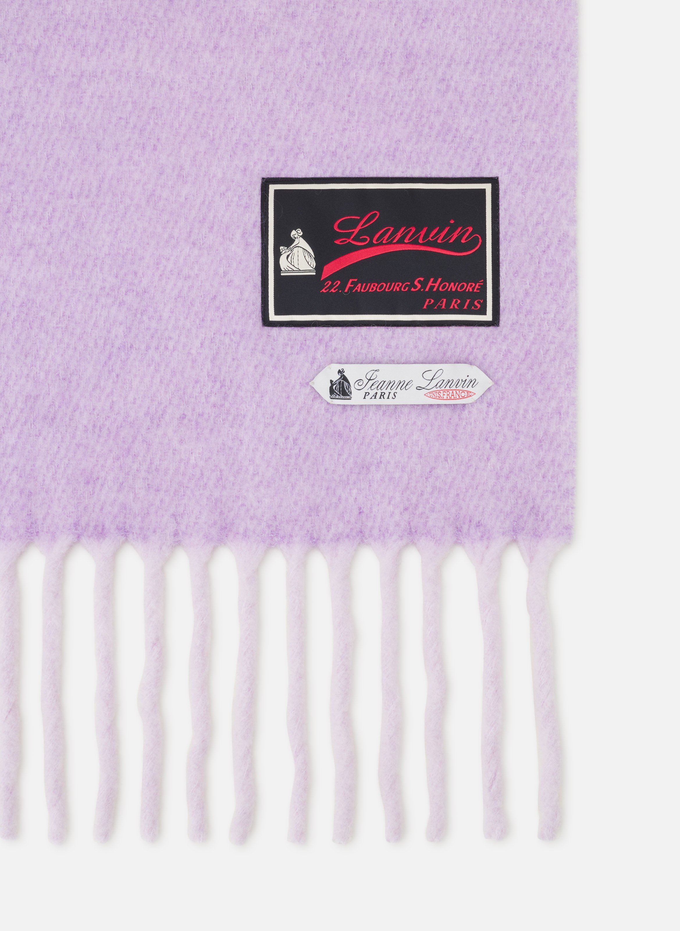 Écharpe à franges étiquette 22 faubourg en laine LANVIN Violet