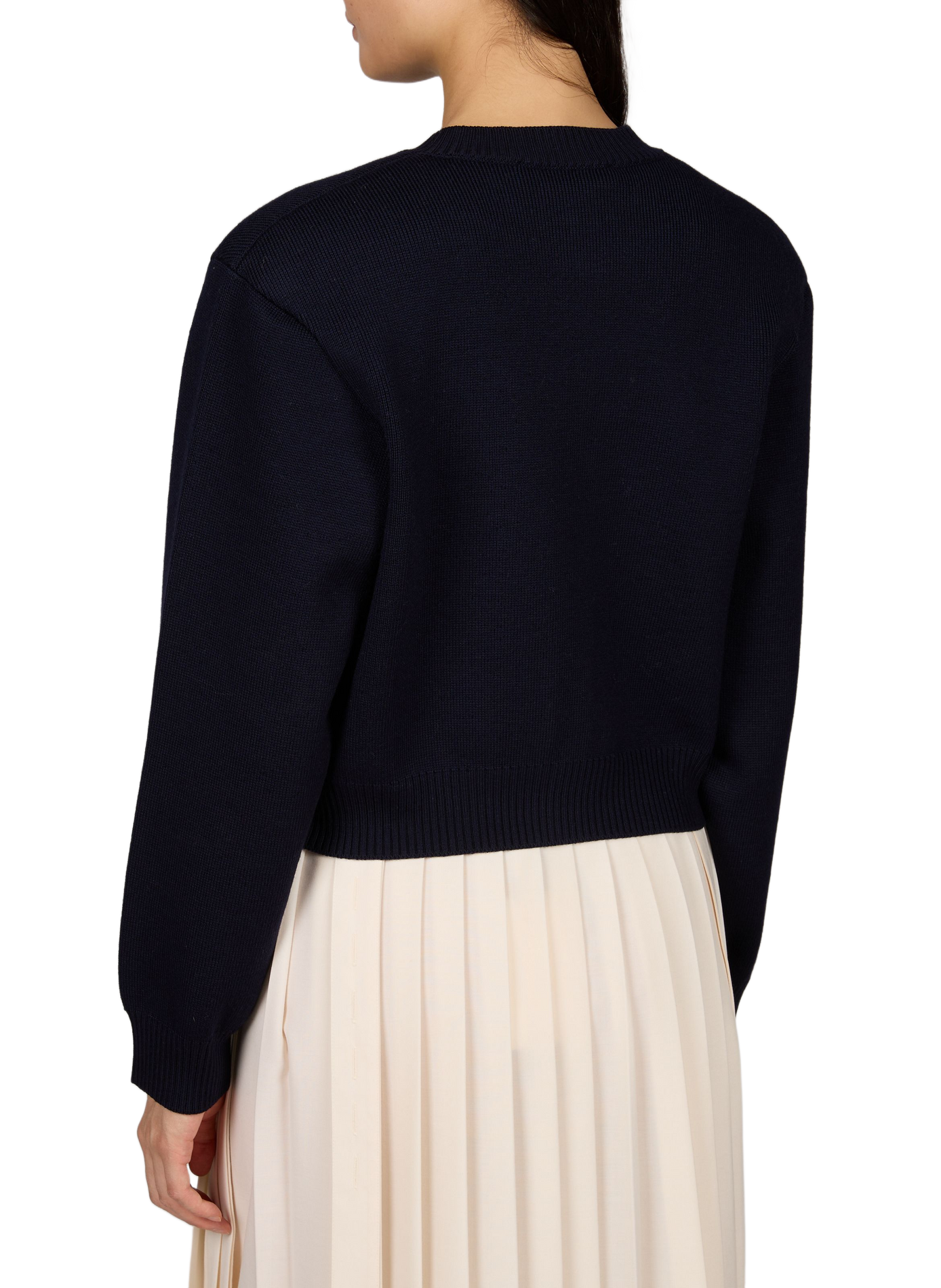 Short straight-cut merino wool cardigan ROHE FRAMES Blue