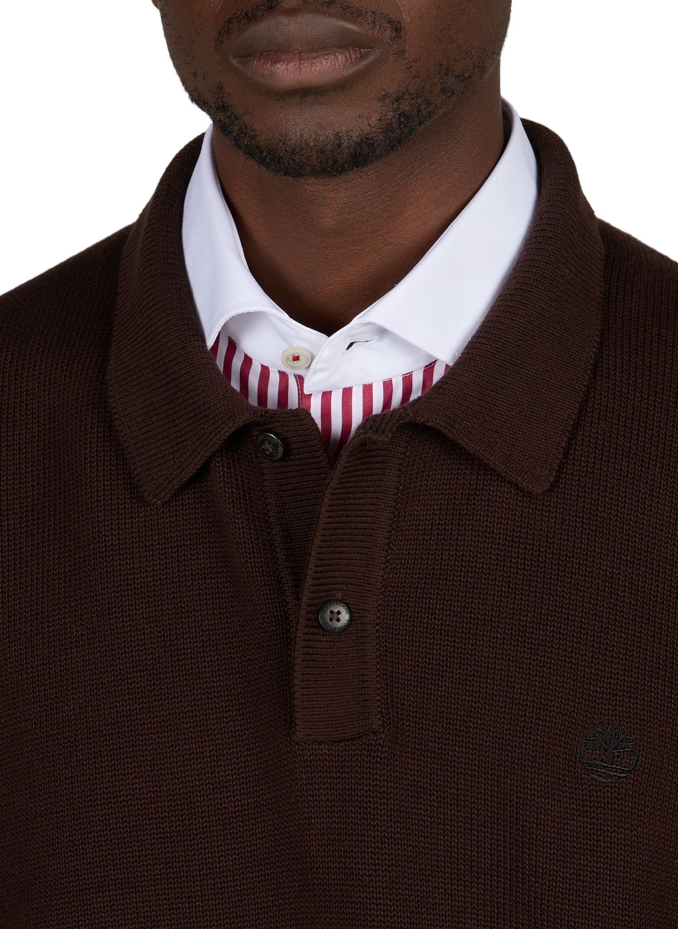 Cotton knit polo neck sweater TIMBERLAND Brown