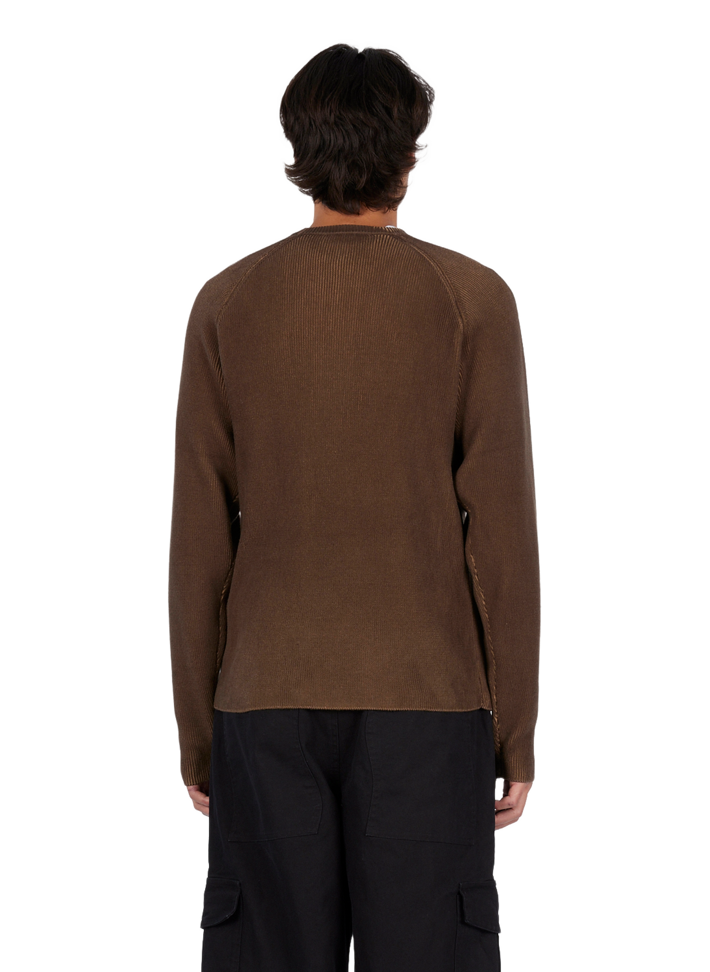 Straight round neck cotton sweater DIME Brown
