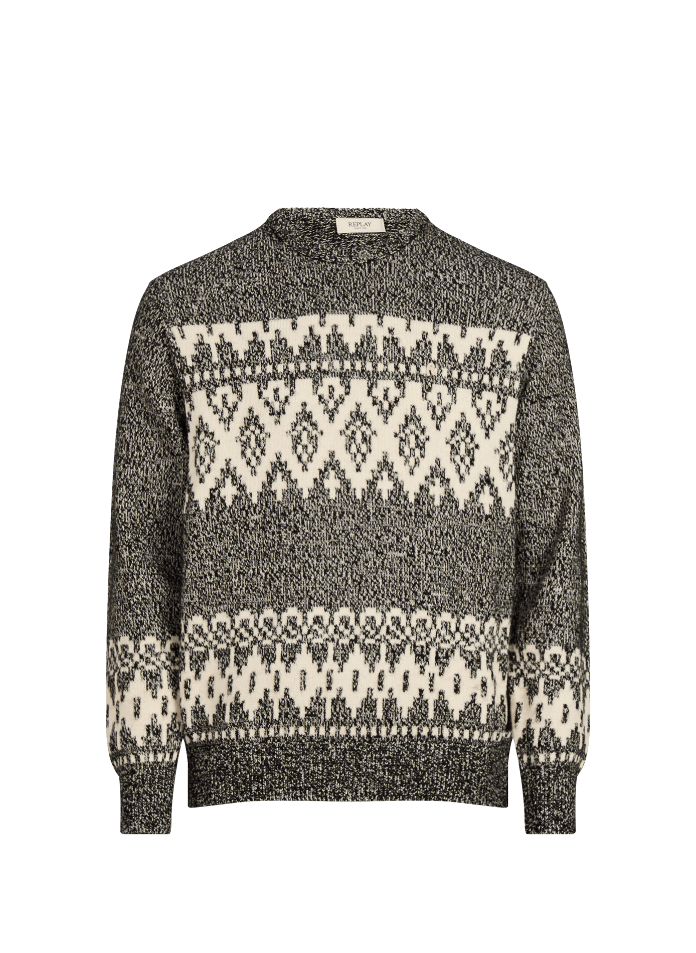 Gerader Pullover aus zweifarbigem Strick REPLAY Schwarz