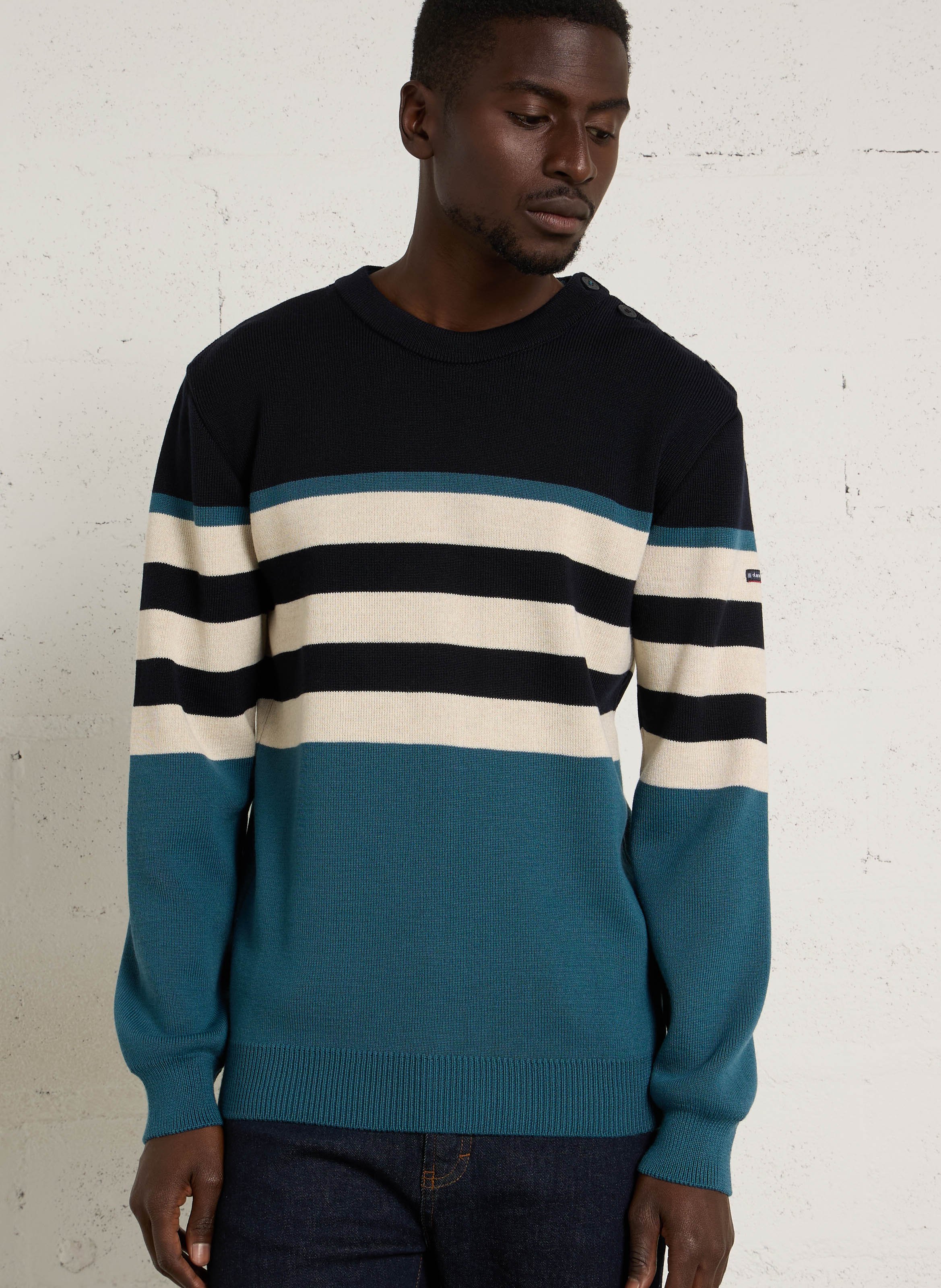 Pull rayé en laine mélangé ARMOR-LUX Bleu