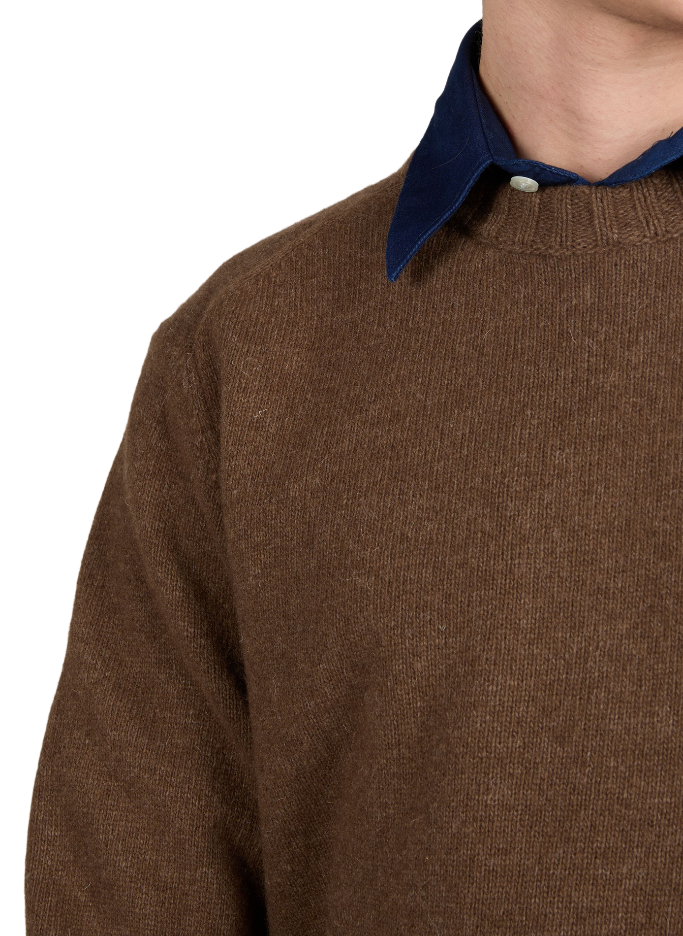 Pull droit col rond en laine mélangée | Marron LAFAURIE Homme