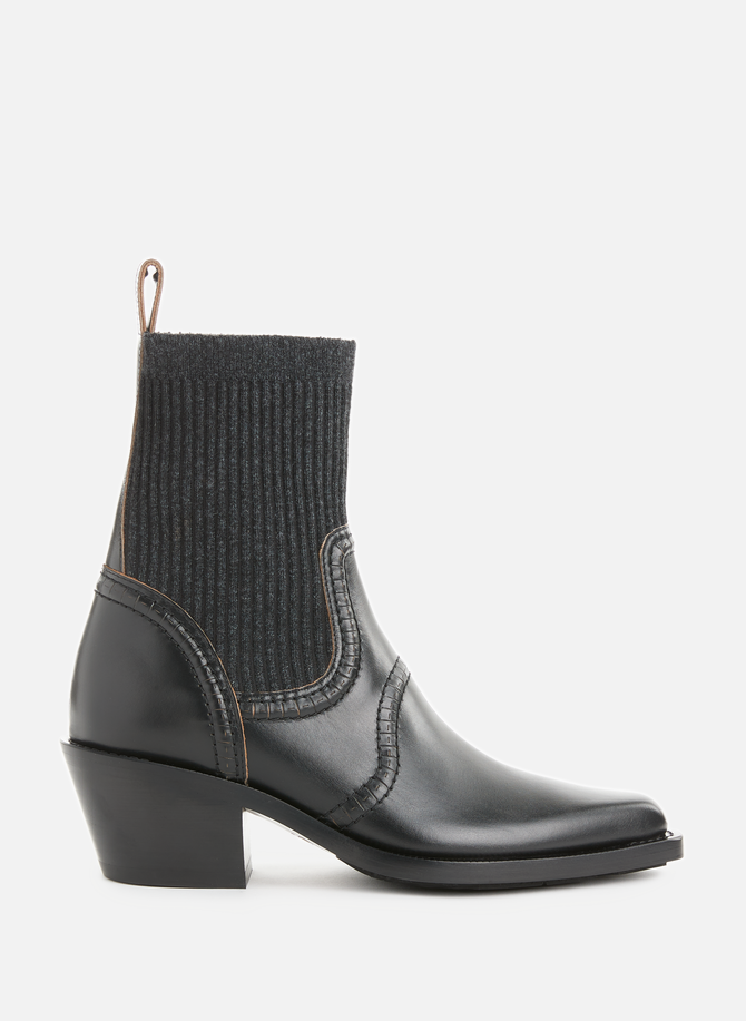 Nellie leather and textile boots CHLOÉ