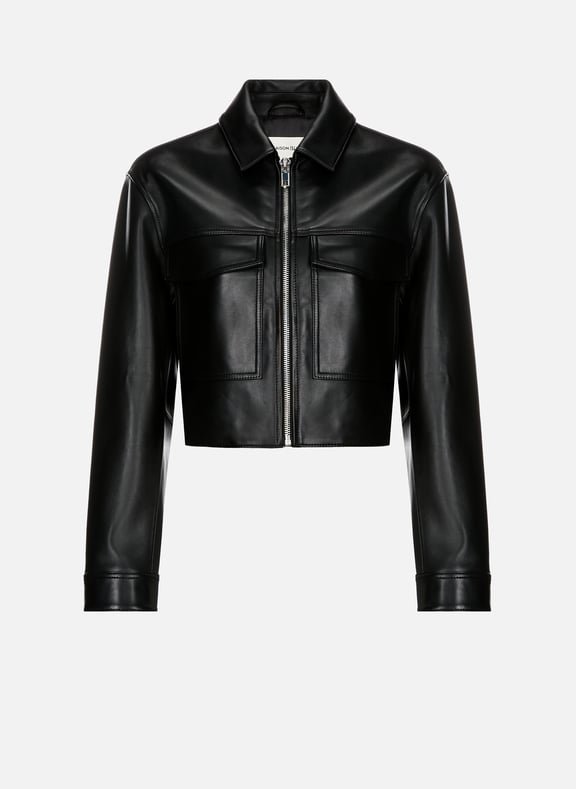 Buttoned leather Jacket Black by SAISON 1865 SAISON 1865 Buttoned leather Jacket Black