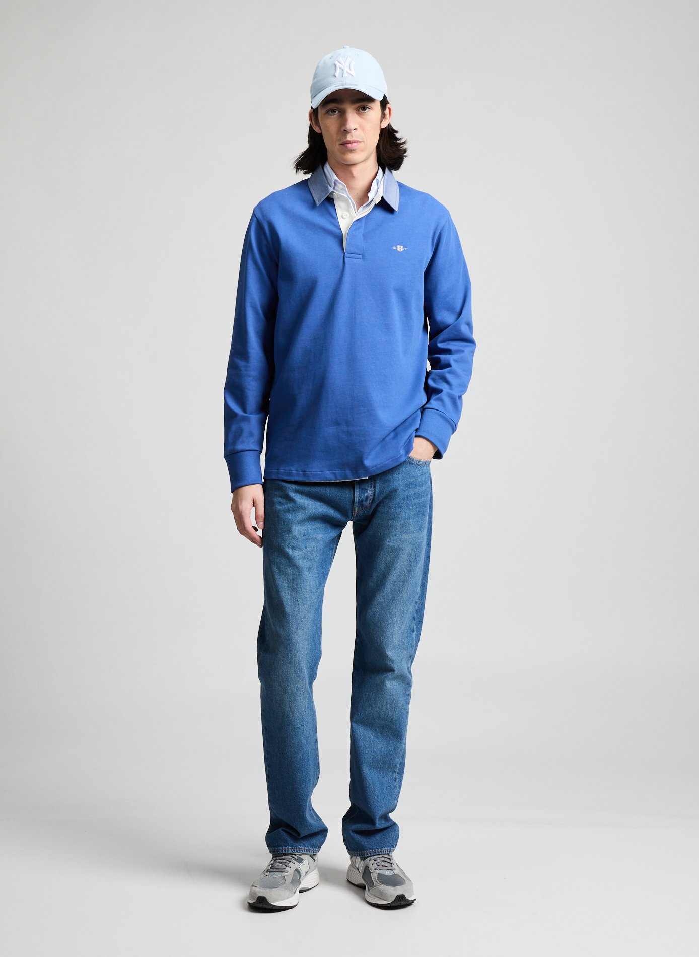 Long-sleeved polo shirt Blue