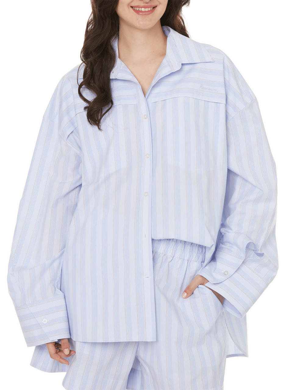 REMAIN Chemise rayé oversize Bleu