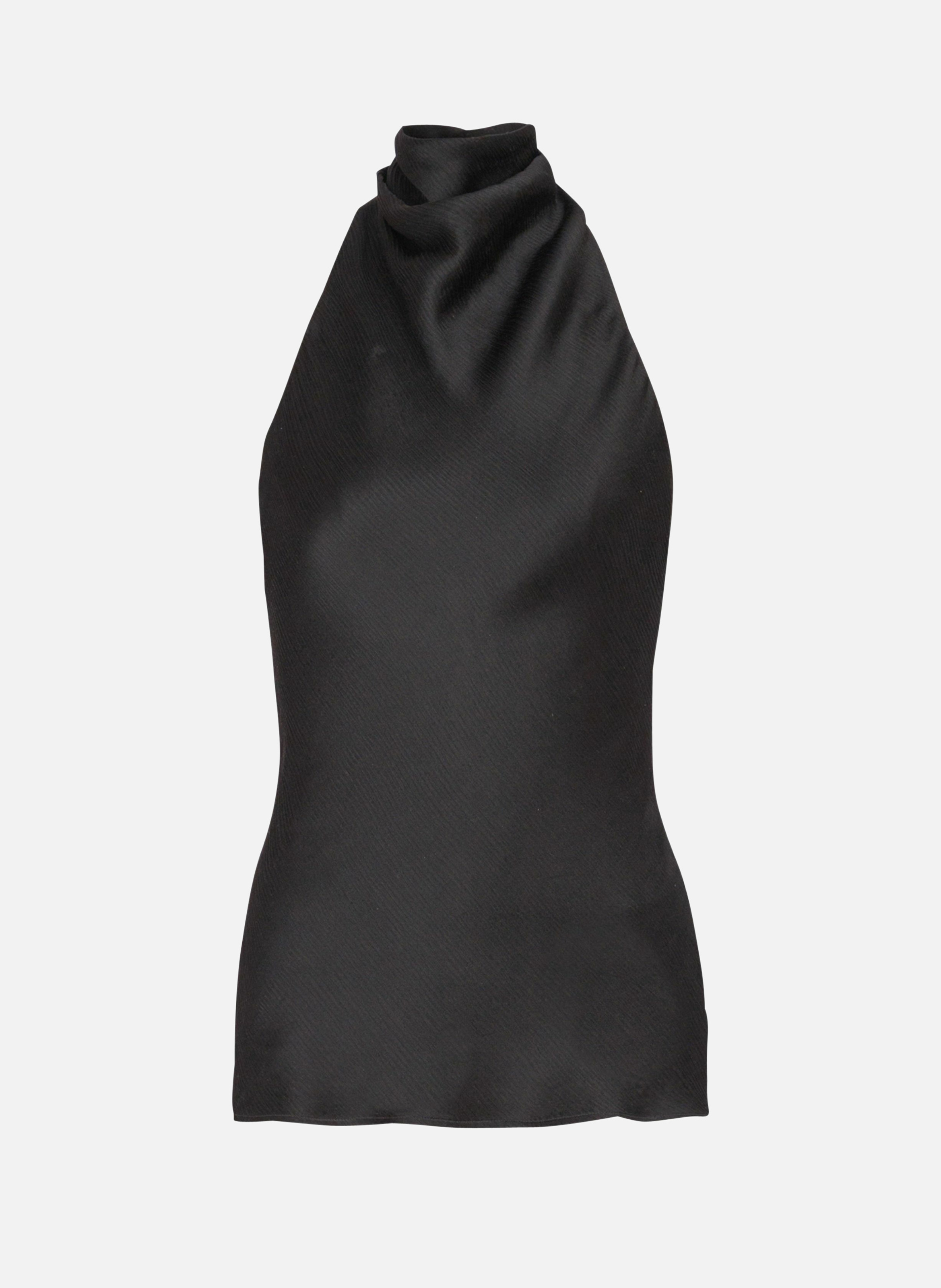 Top dos-nu en satin crépon BALMAIN Noir
