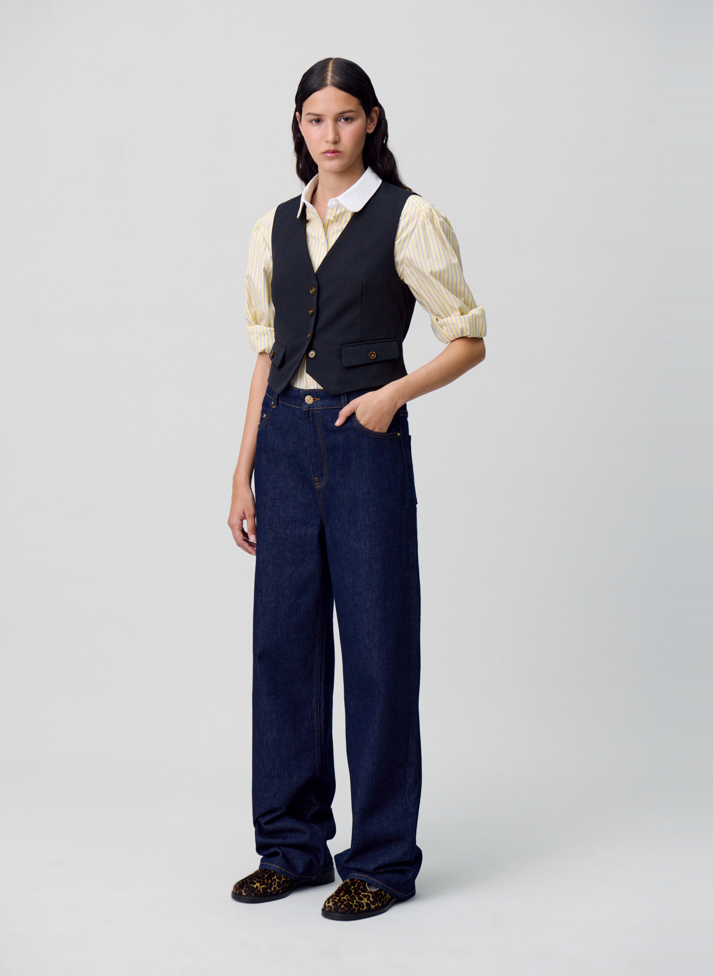 Gilet de costume col v Bleu