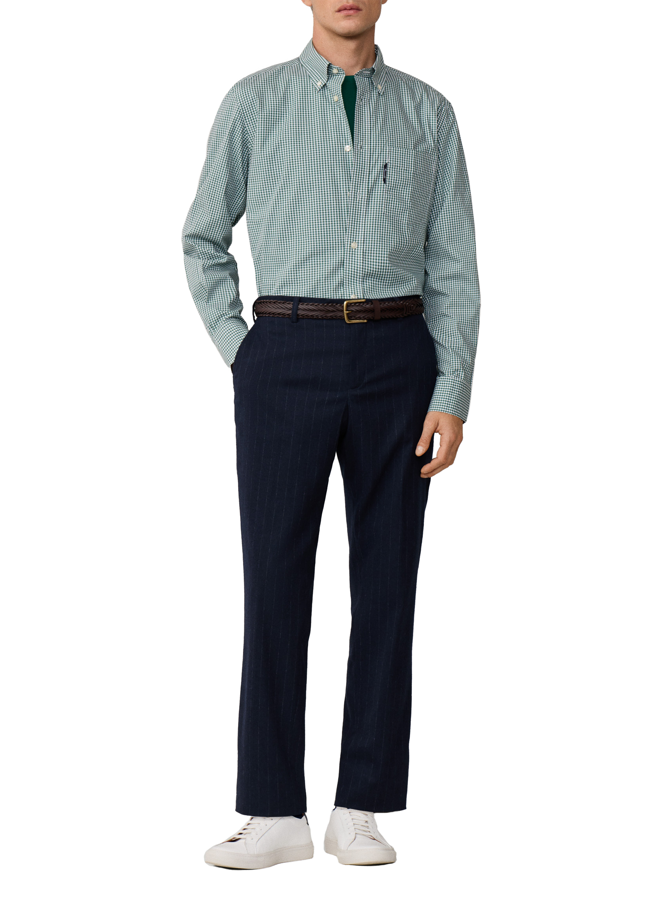 Chemise à carreaux vichy en popeline de coton FACONNABLE Vert