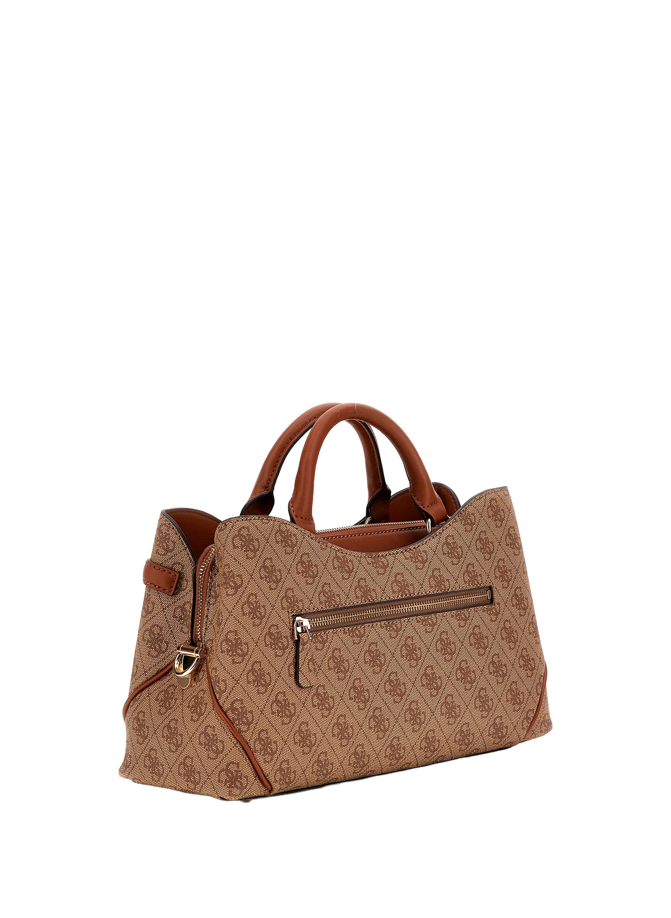 Logo-print handbag with removable shoulder strap GUESS Brown