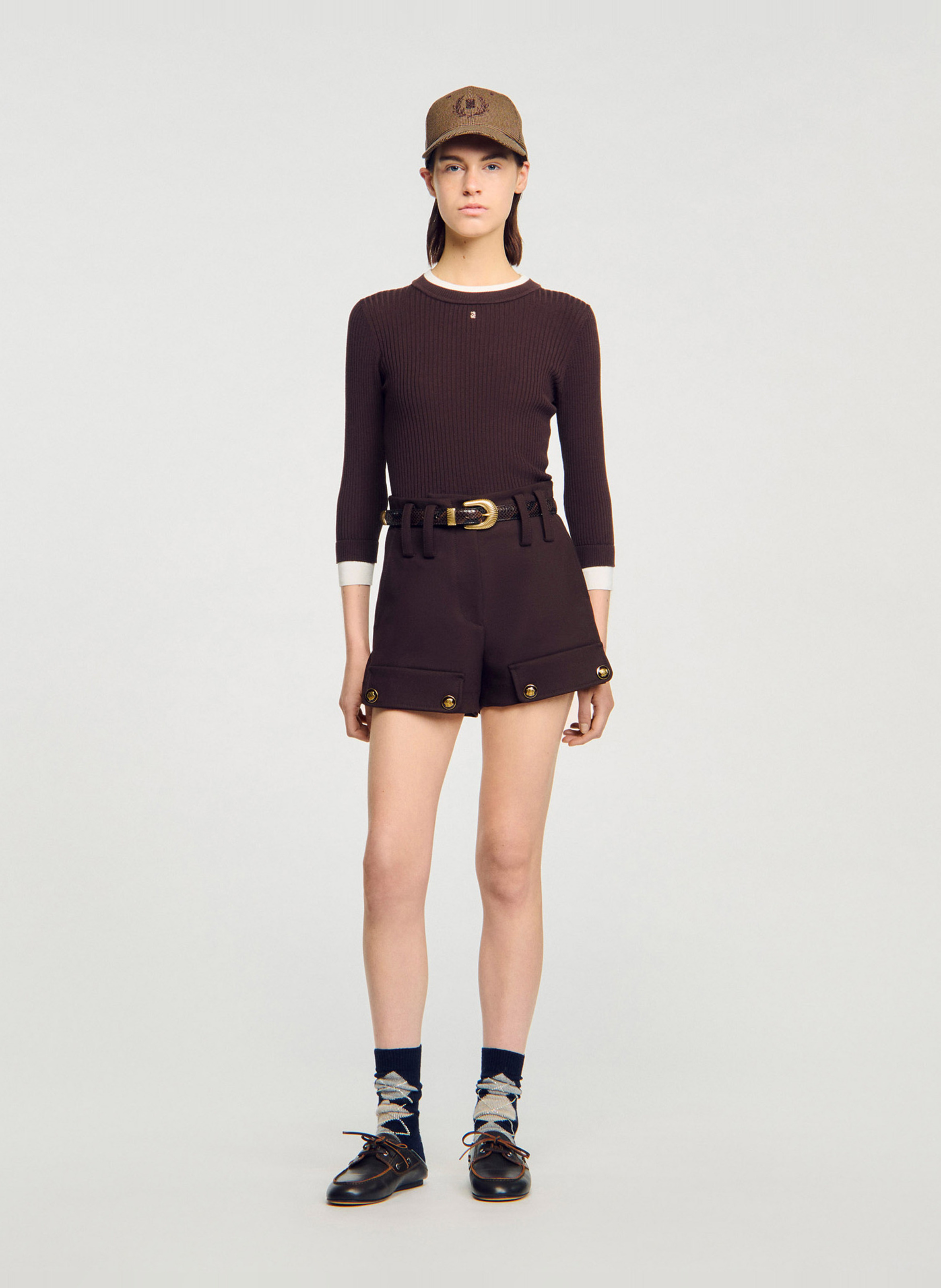 Pull col rond SANDRO Marron