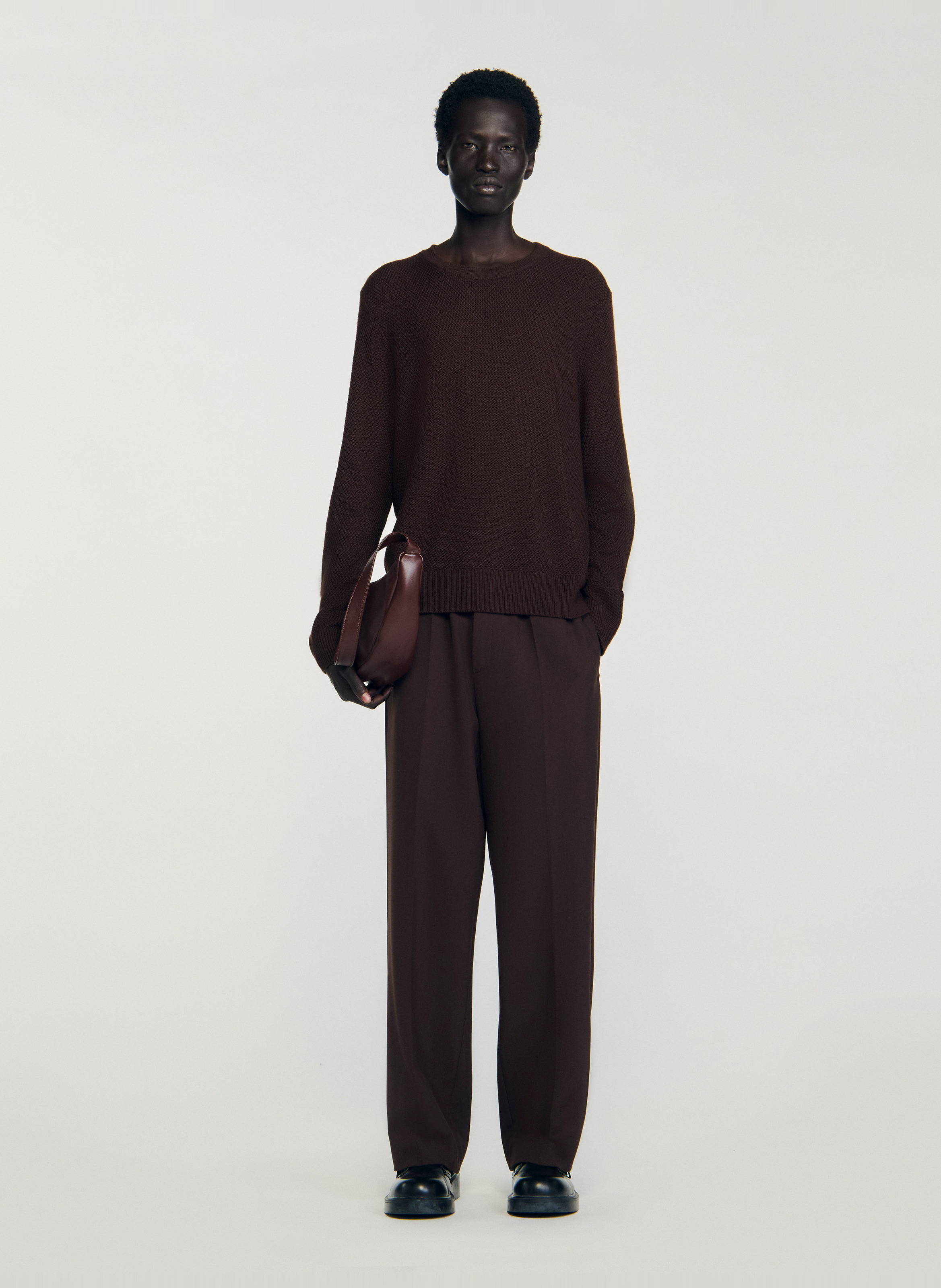 Pull en maille texturée SANDRO Marron