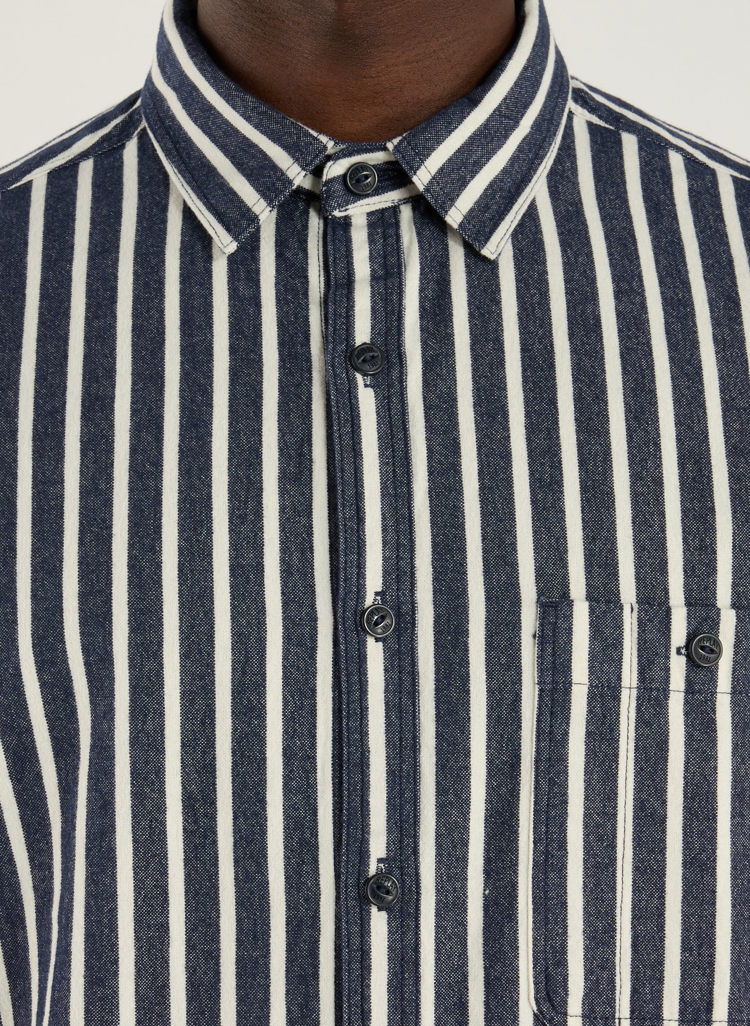 Chemise à rayures en coton REPLAY Bleu