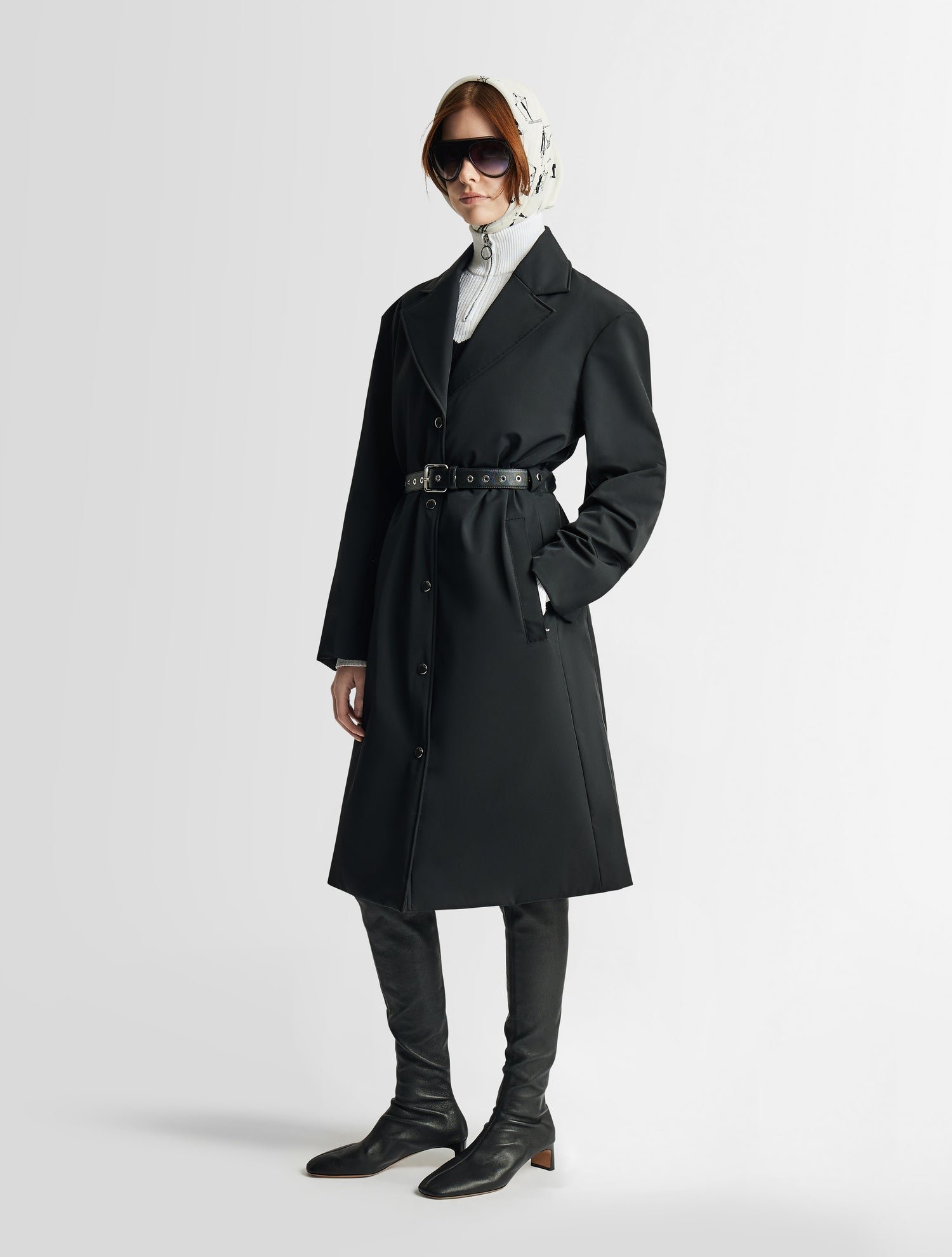 Manteau daimee belt col tailleur coupe regular FUSALP Noir