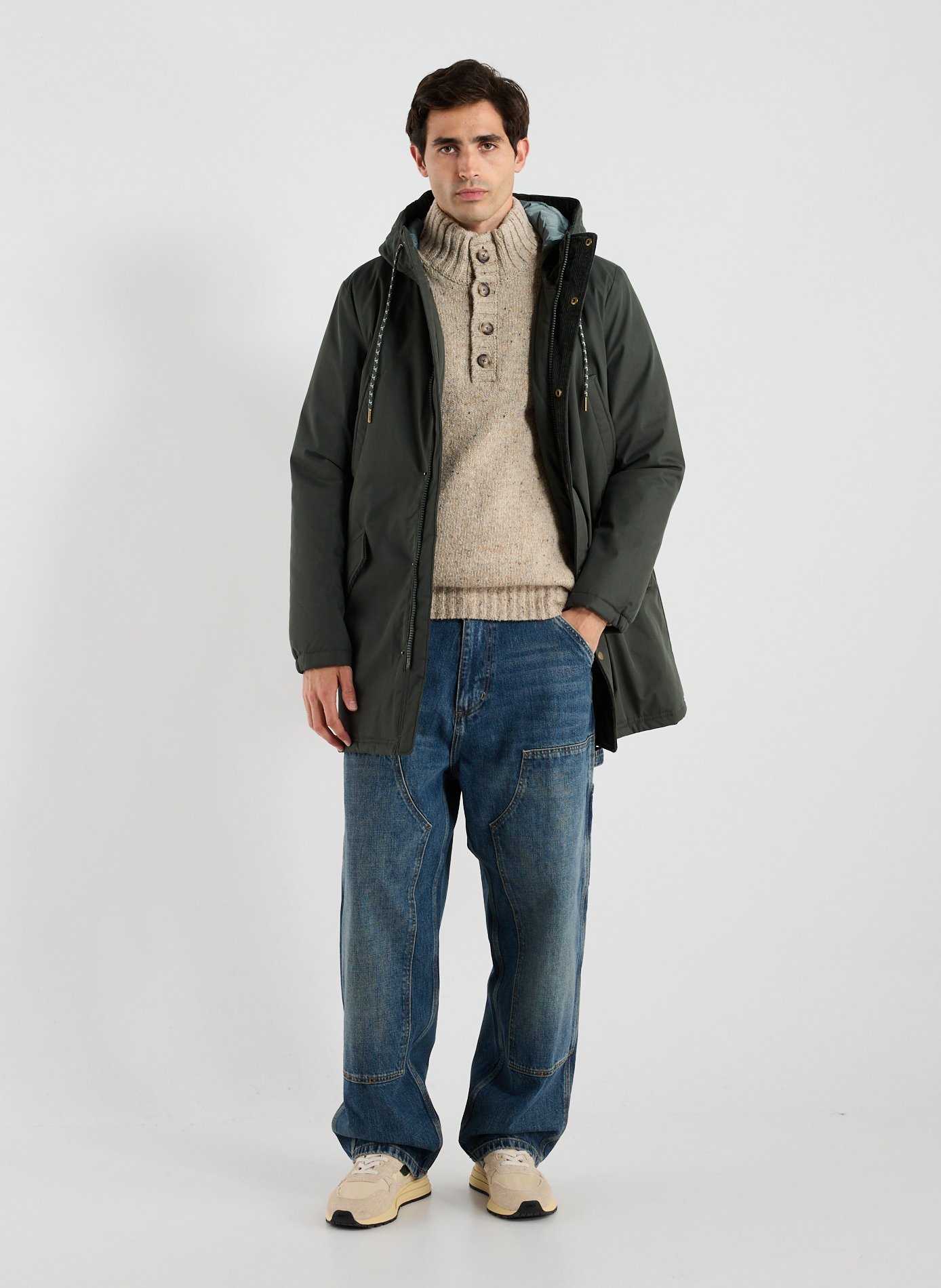 Hooded cotton-blend jacket  FAGUO Green