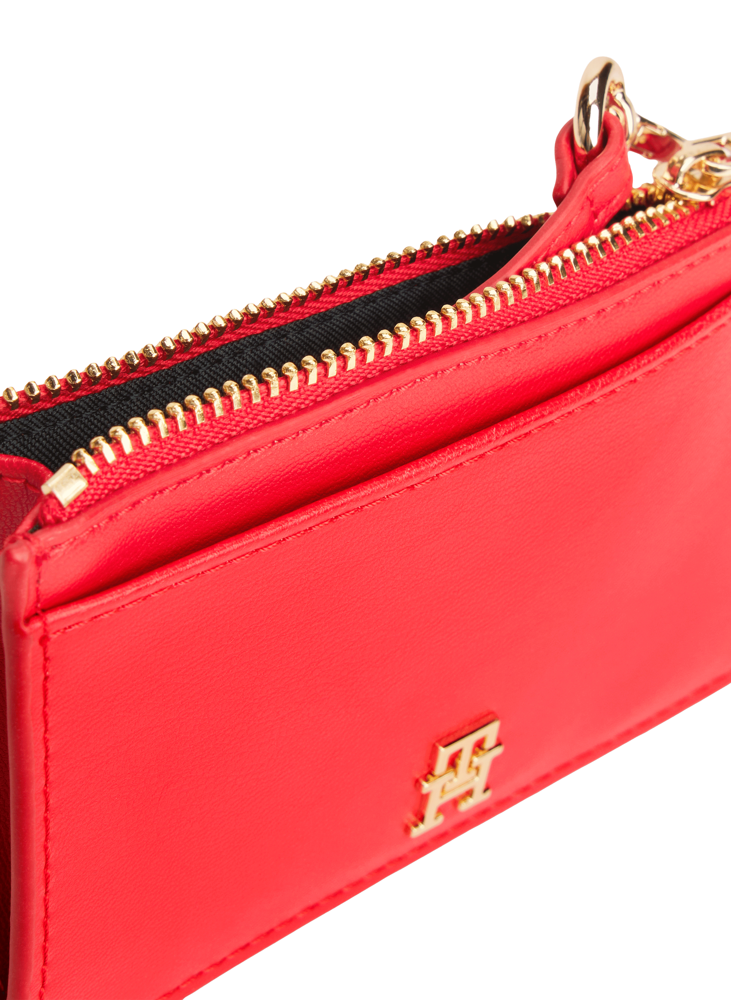 Porte-cartes zippé à logo effet cuir TOMMY HILFIGER Rouge
