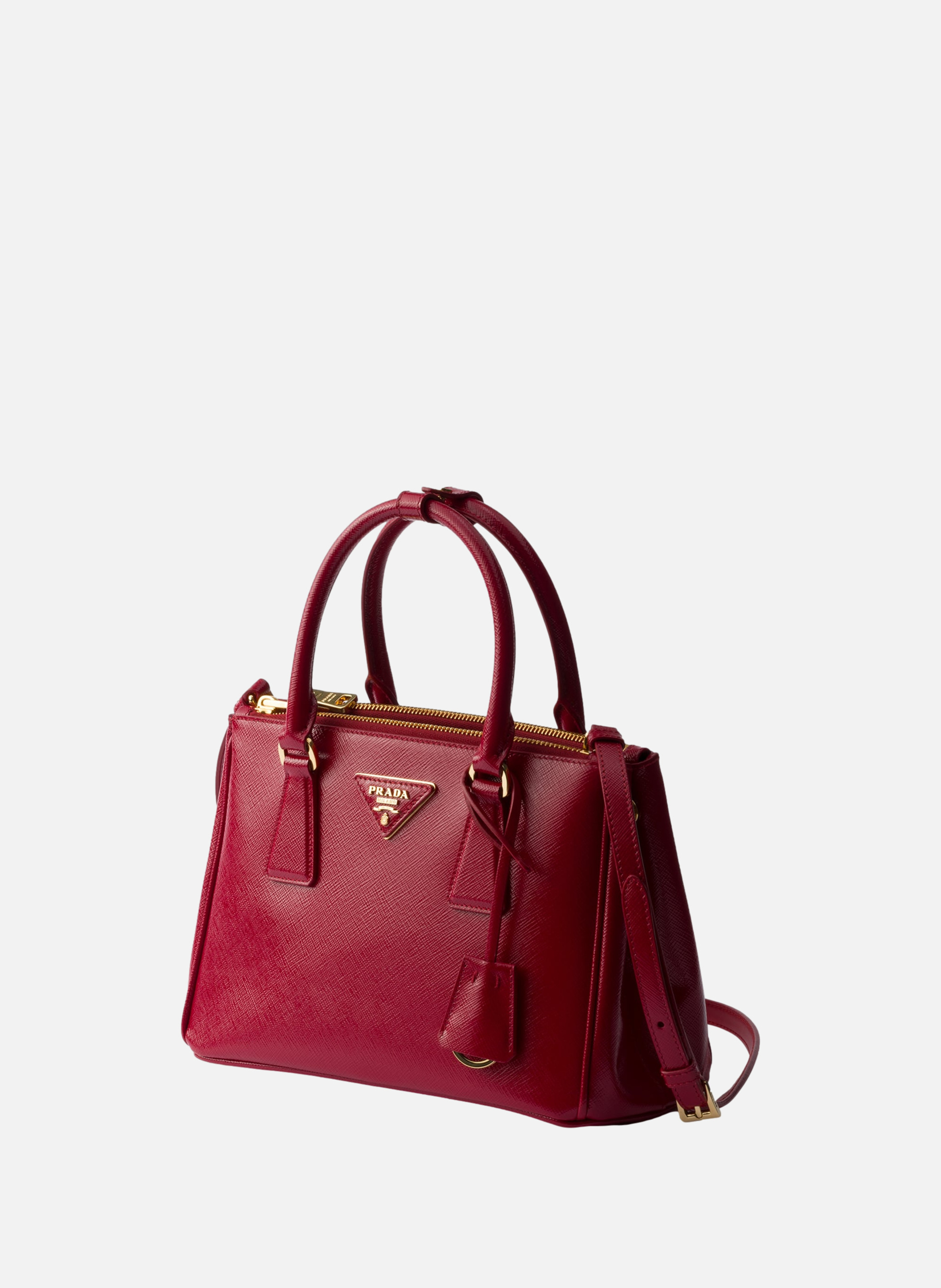 Petit sac prada galleria en cuir saffiano verni PRADA Rouge