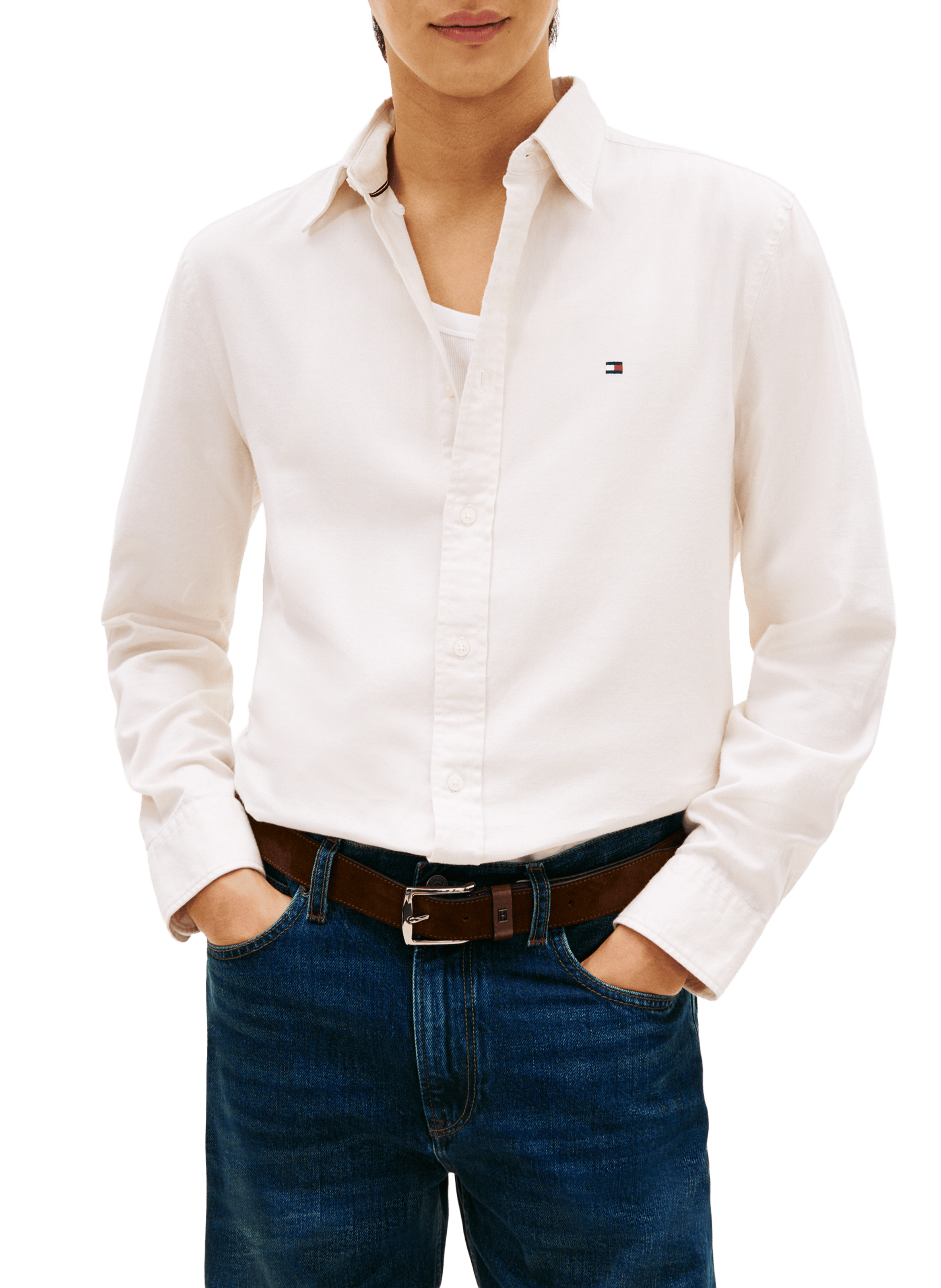 Classic shirt in cotton and linen TOMMY HILFIGER Beige
