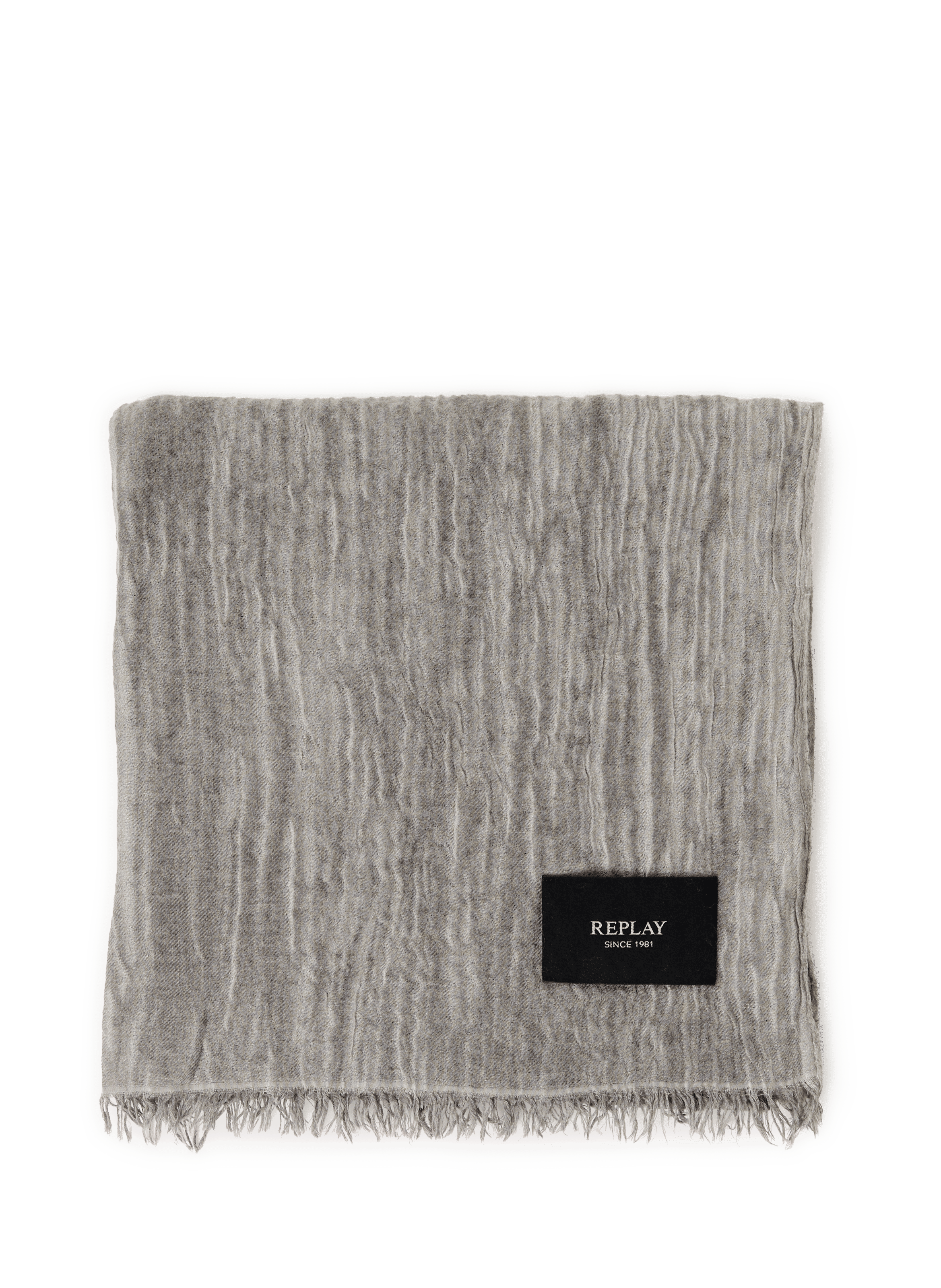 REPLAY Echarpe plissée à franges Noir