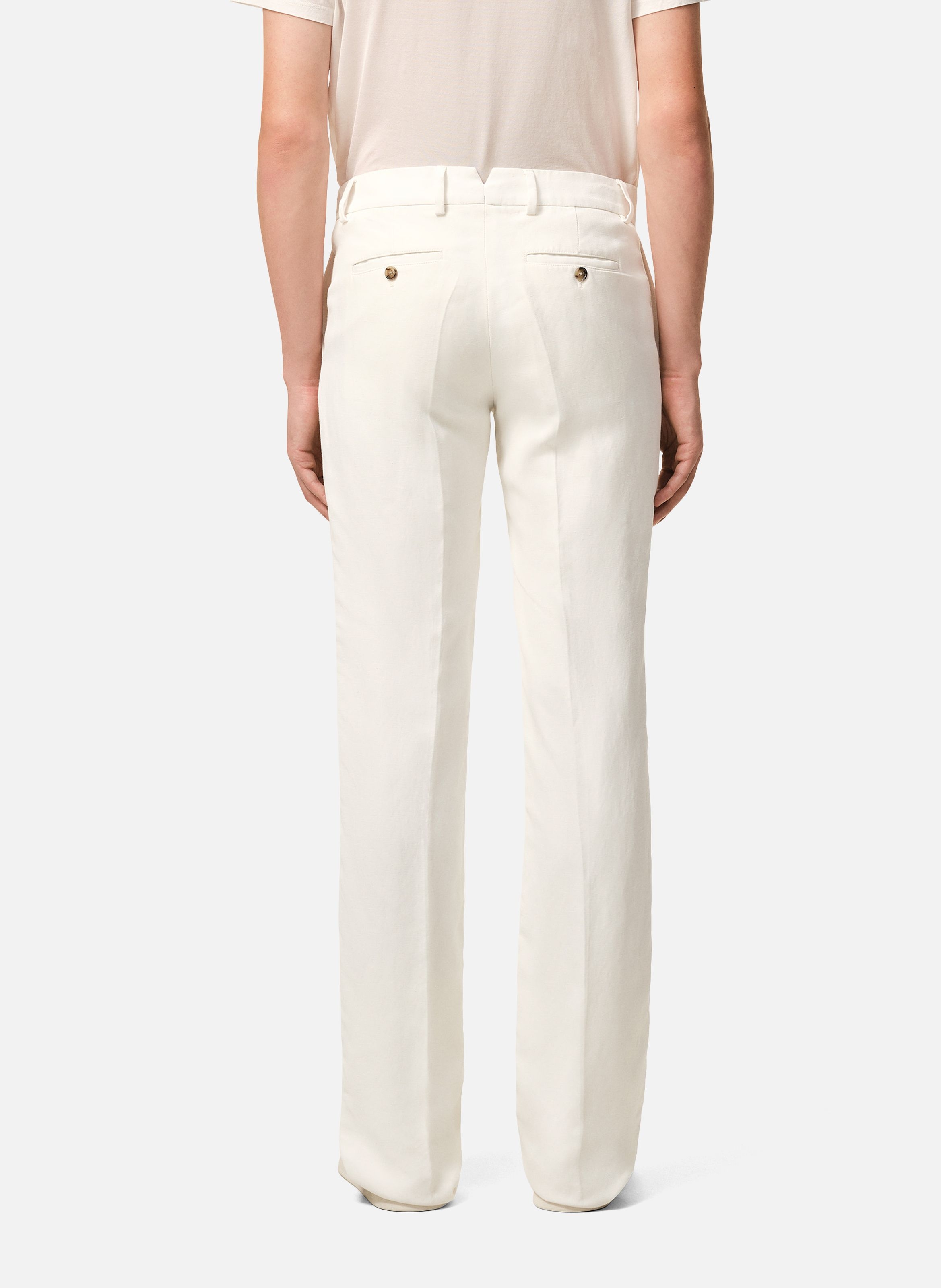 Pantalon droit en lin mélangé AMI PARIS Blanc