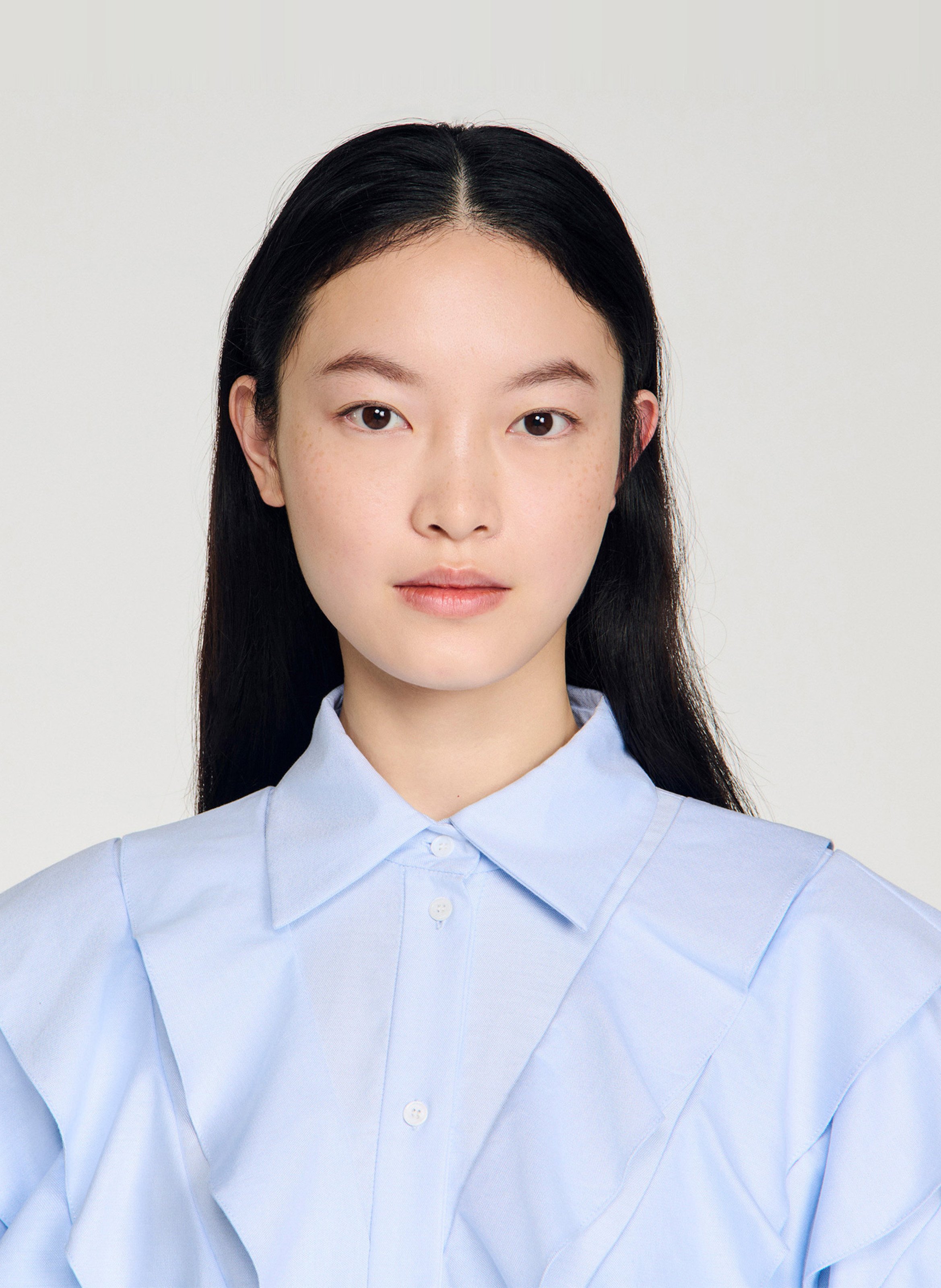 Chemise col classique en coton SANDRO Bleu