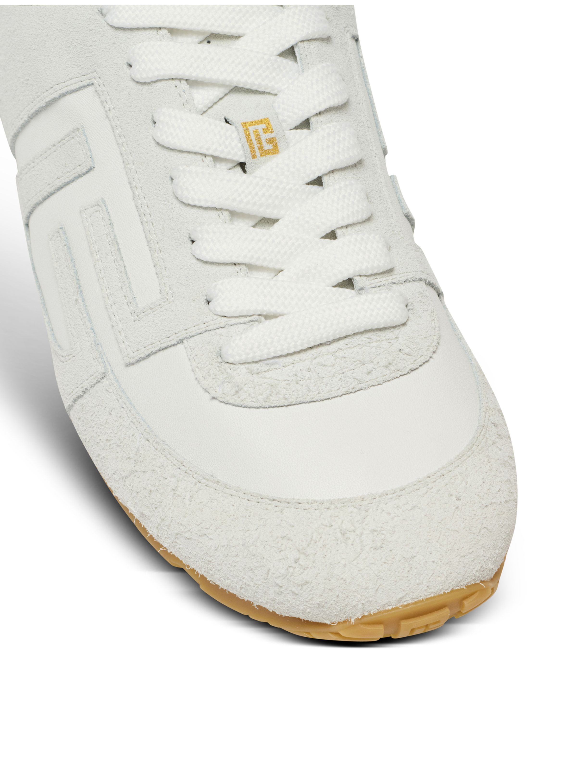 Baskets racer 45 en daim et agneau BALMAIN Blanc