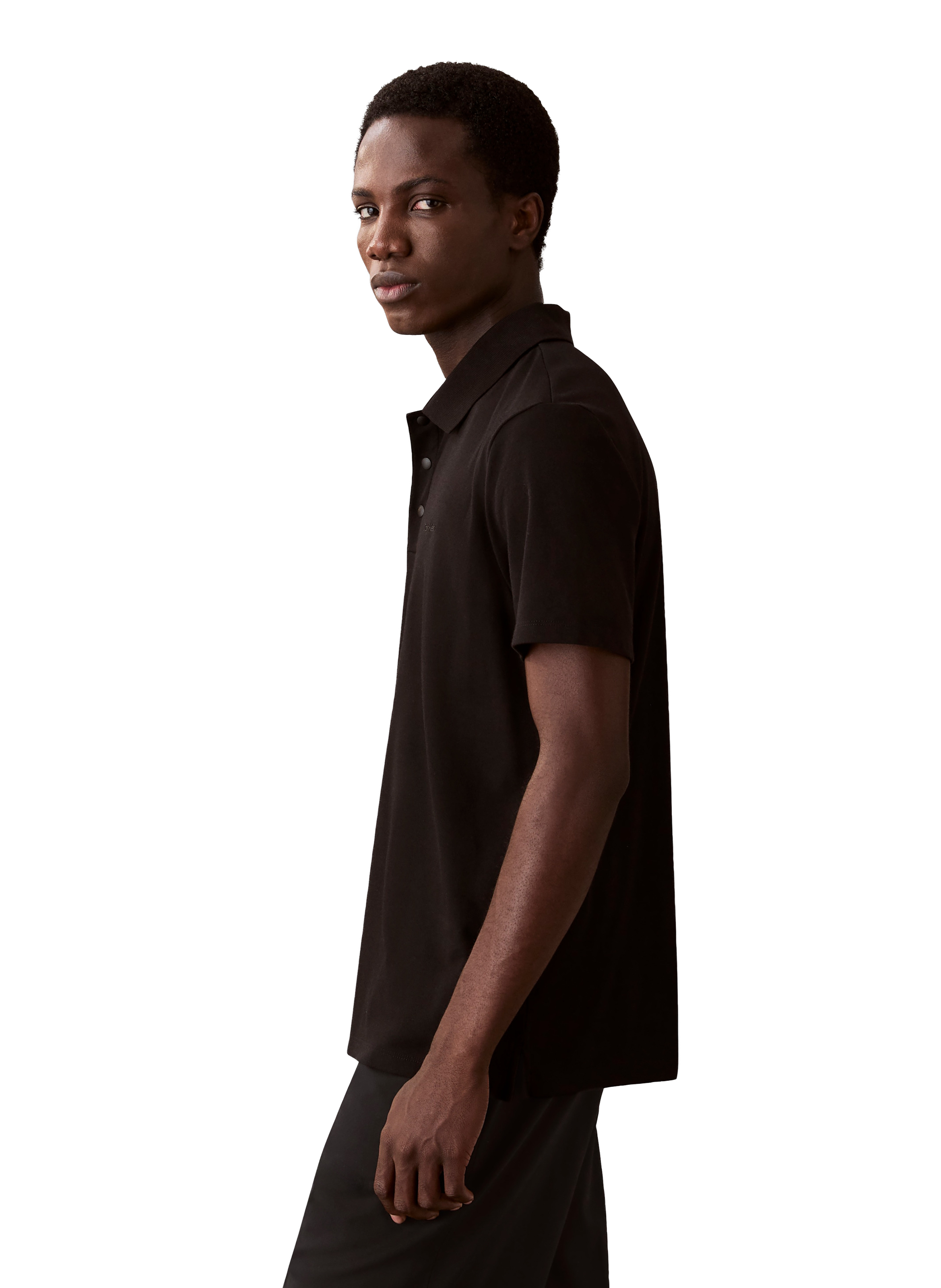 Straight polo in blended BCI cotton CALVIN KLEIN Black