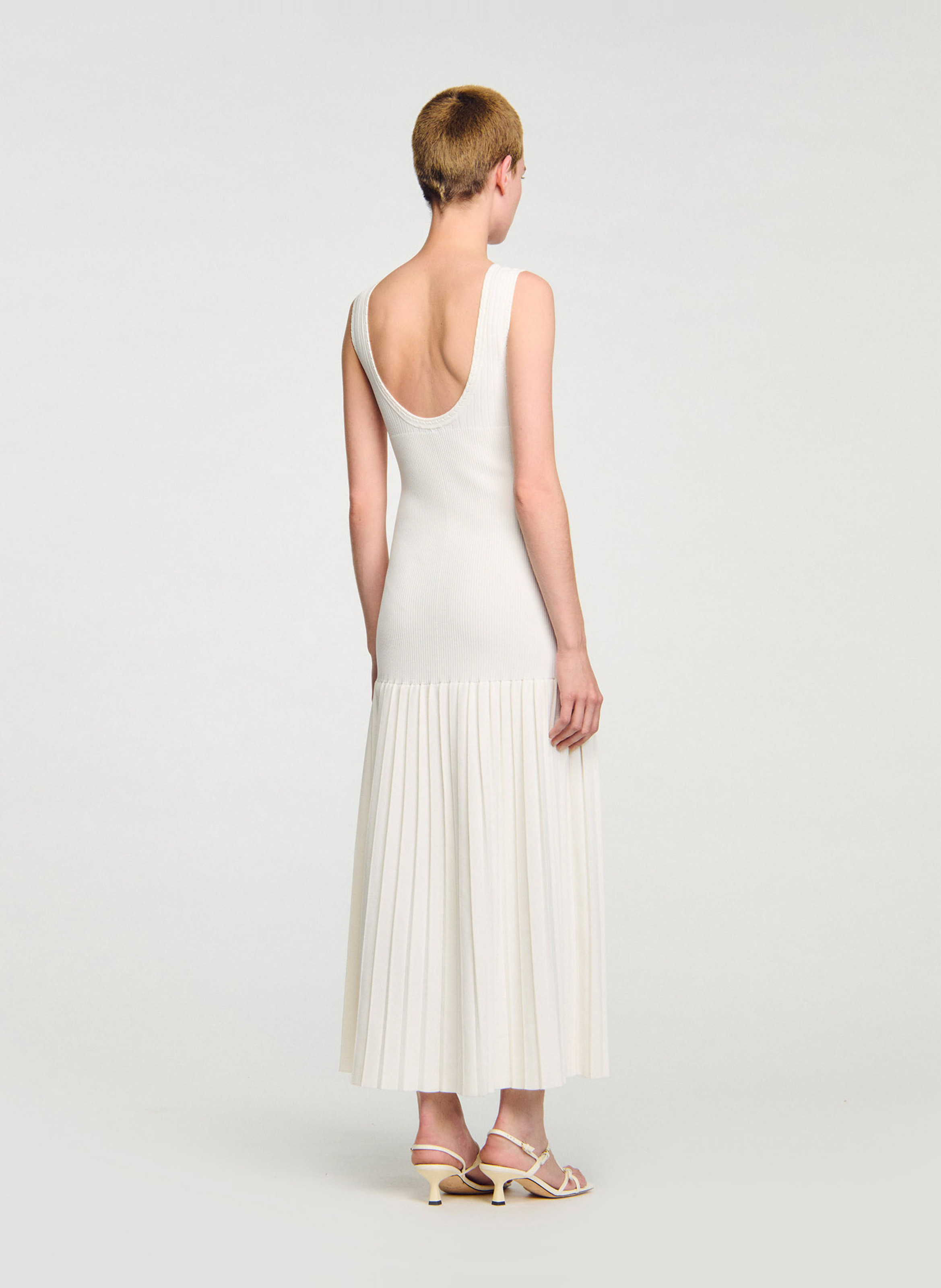 Robe longue ajustée à bretelles SANDRO Beige
