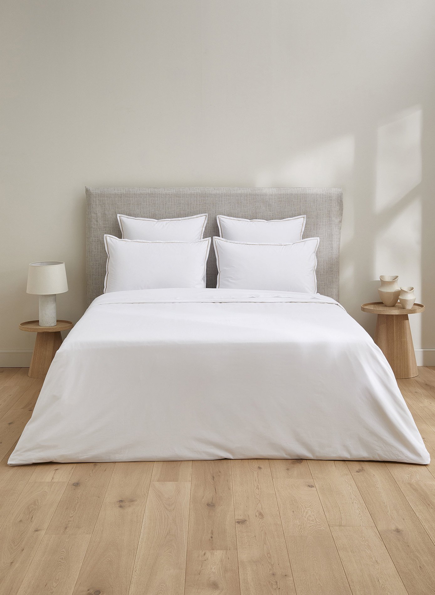 Taie d'oreiller vendôme blanc grège ANNE DE SOLENE Blanc