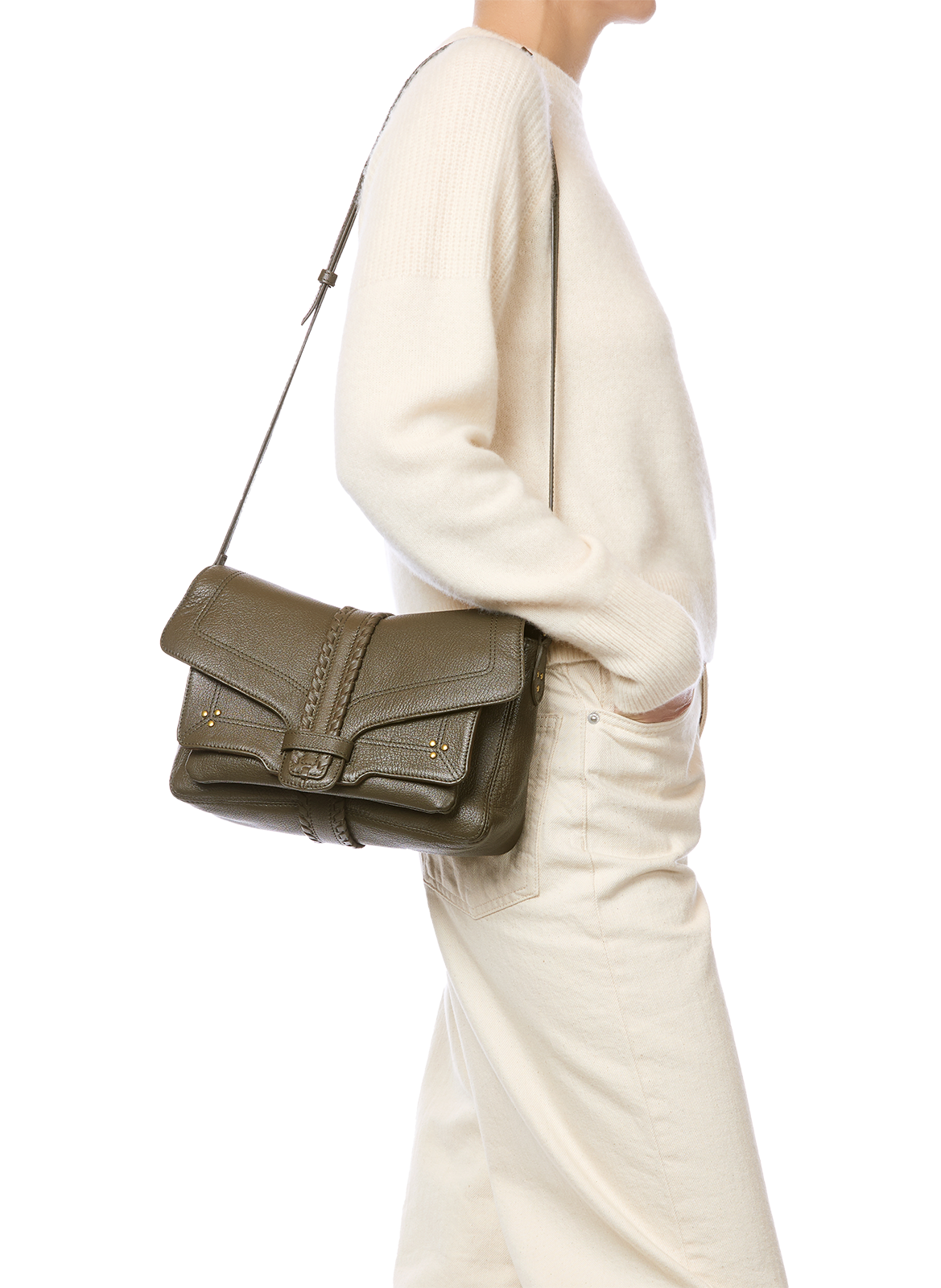 Harry M lamb leather shoulder bag JÉRÔME DREYFUSS Khaki