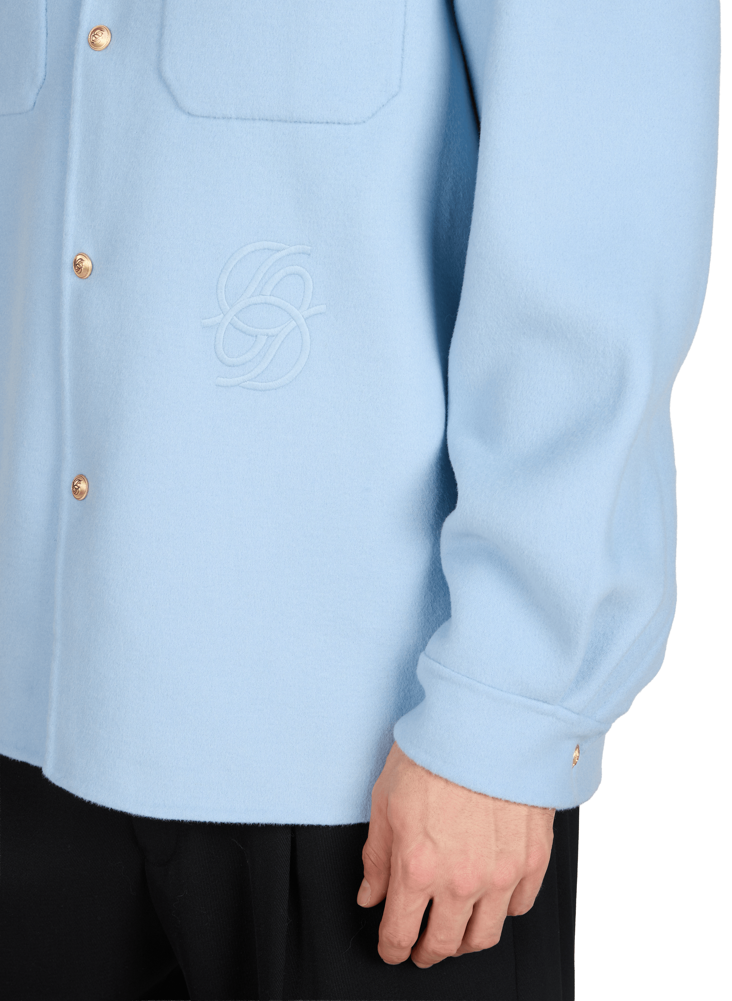 Wool blend classic collar overshirt DROLE DE MONSIEUR Blue