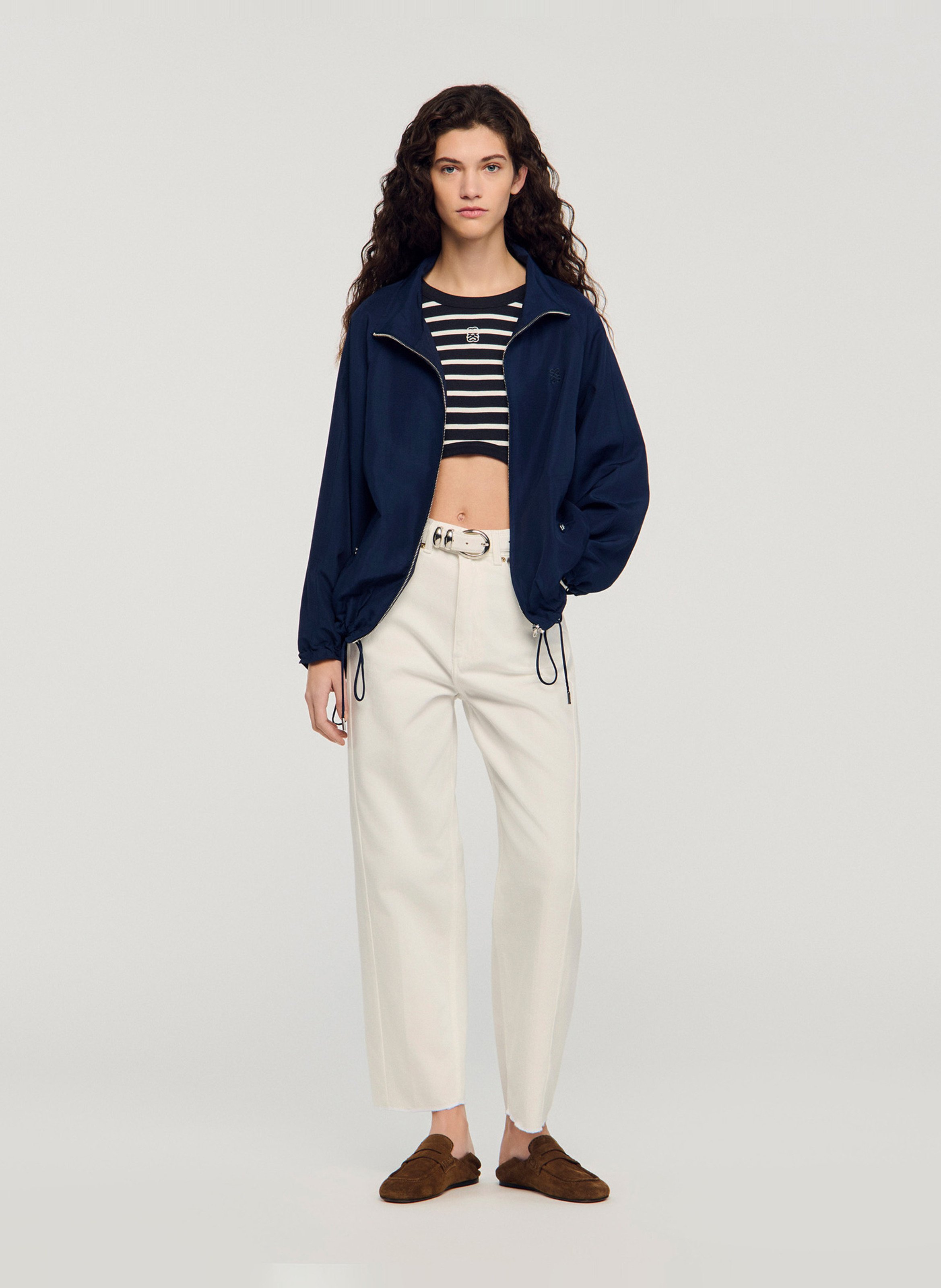 Blouson zippé oversize col montant SANDRO Bleu