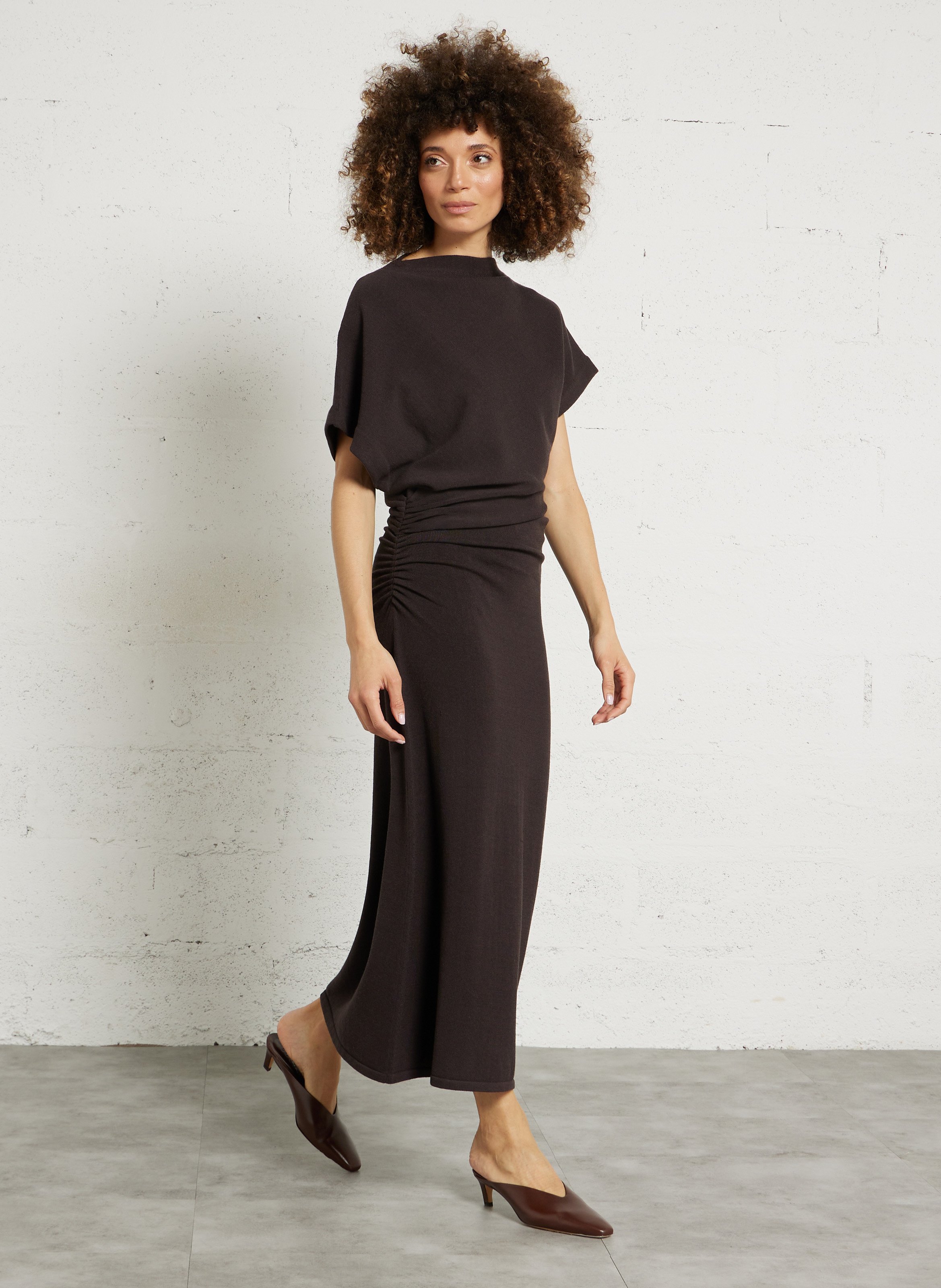 Robe col rond en coton bio mélangé divine SOEUR Gris