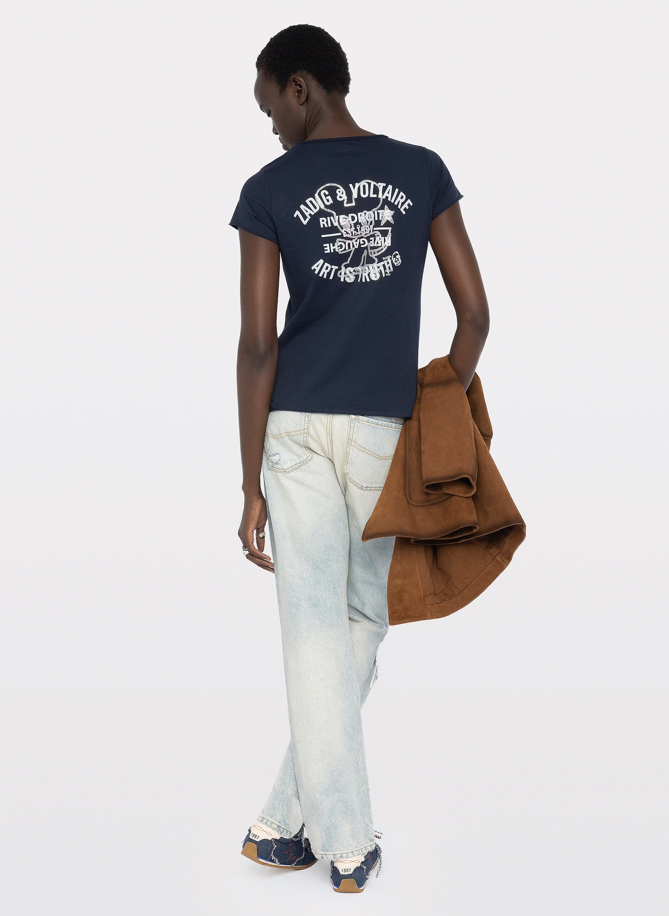 Tee-shirt v en coton tunisien ZADIG&VOLTAIRE Bleu