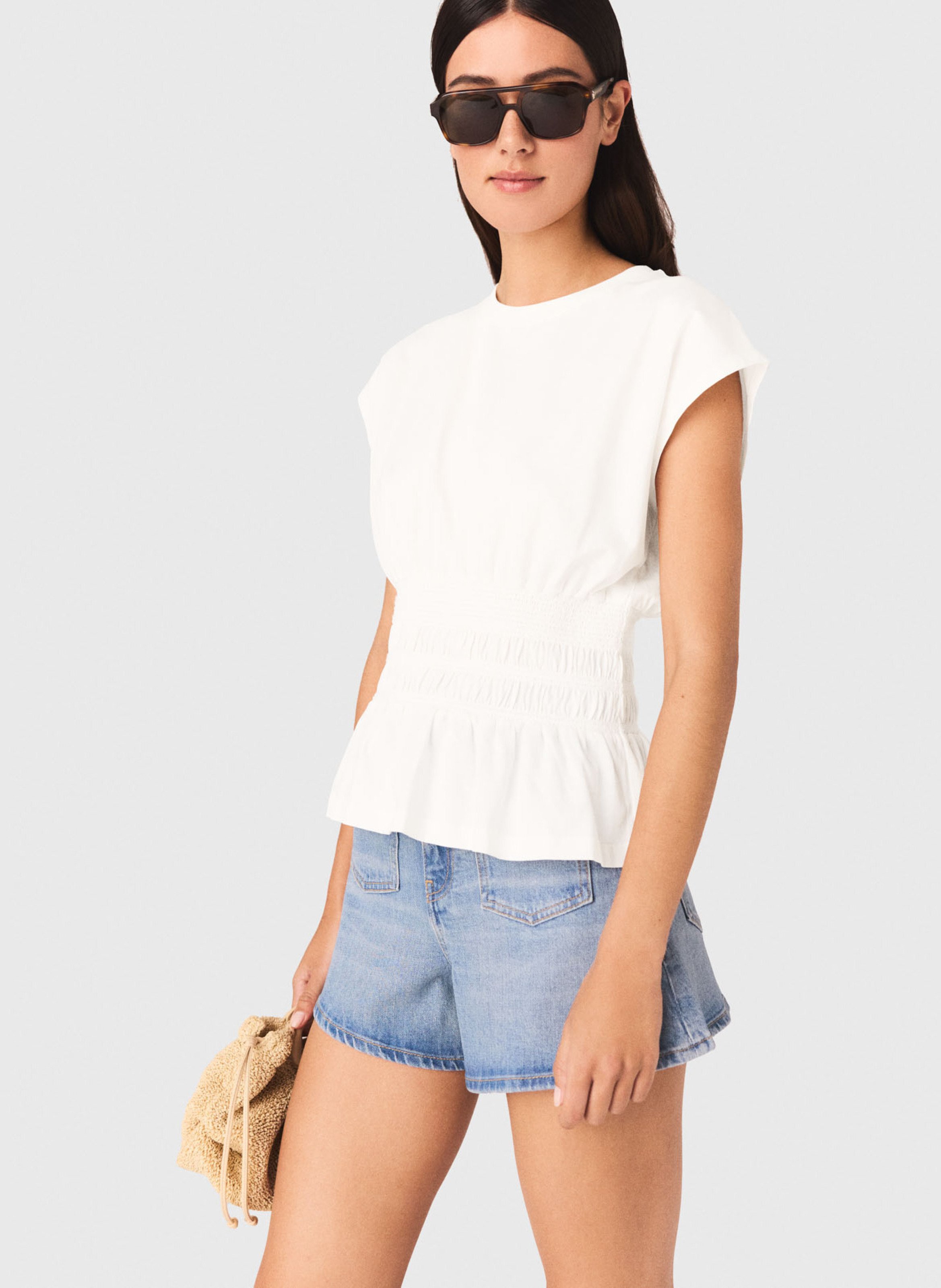 T-shirt ajusté en coton MAJE Blanc