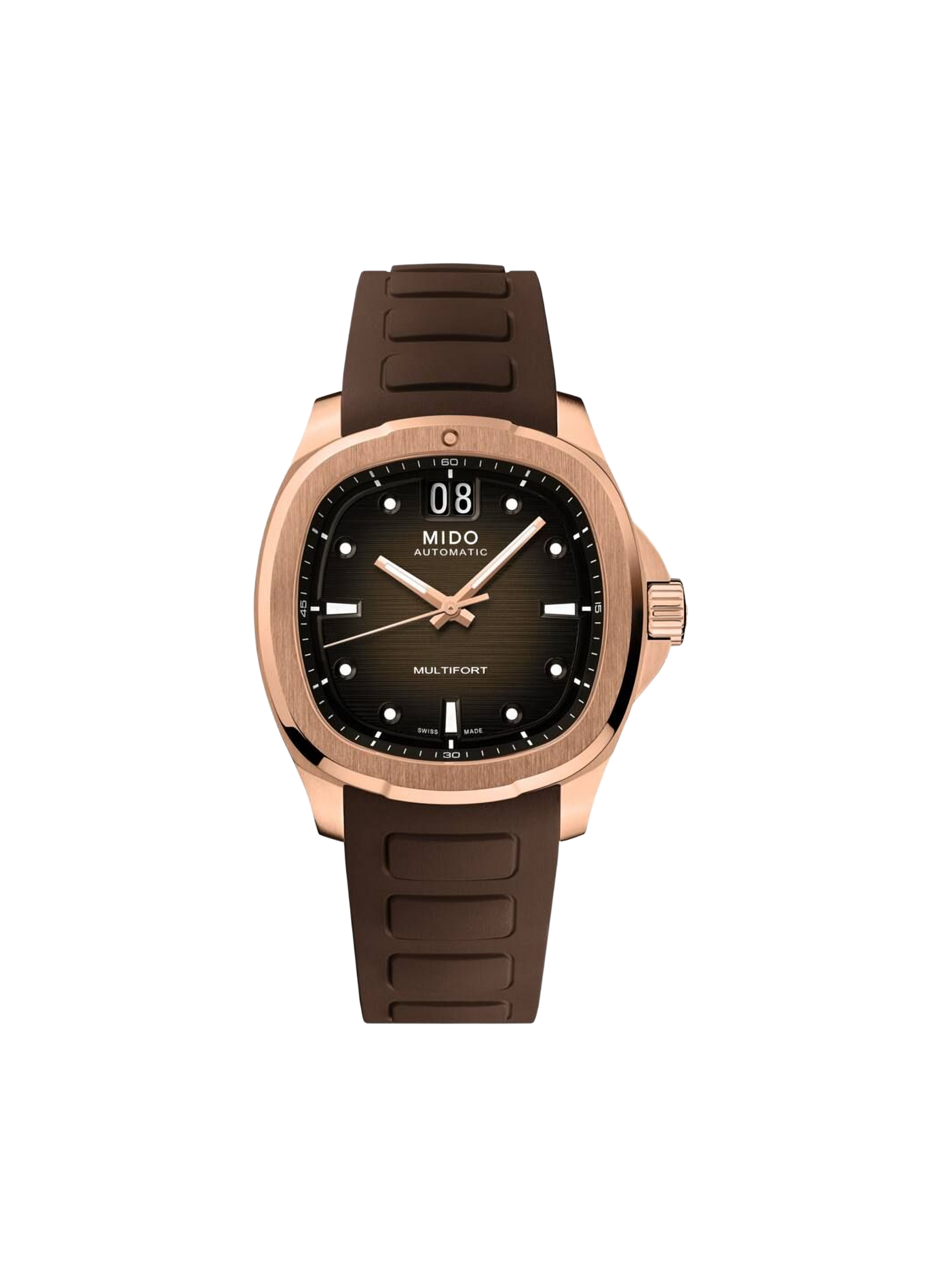 Montre Multifort TV Big Date en acier inoxydable MIDO Marron