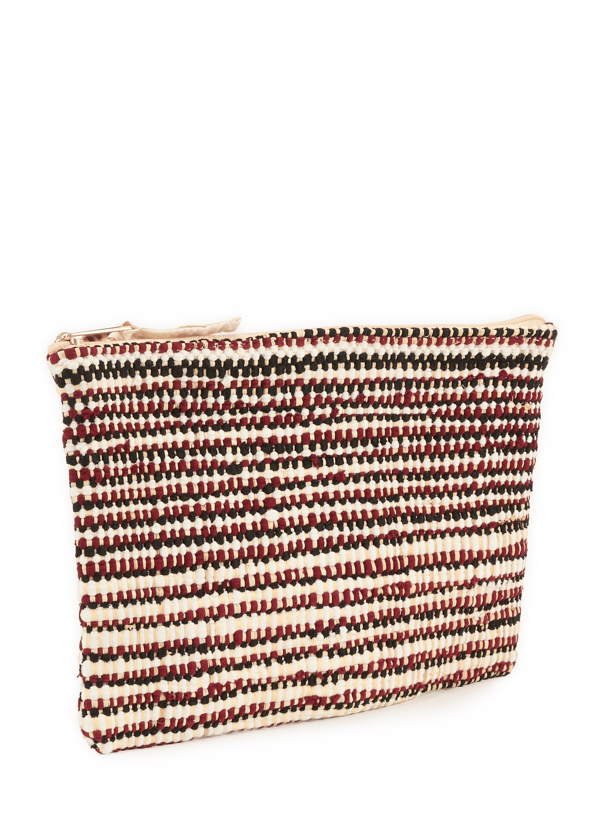 Pochette à rayures en raphia et coton mélangé  SAISON 1865 Noir